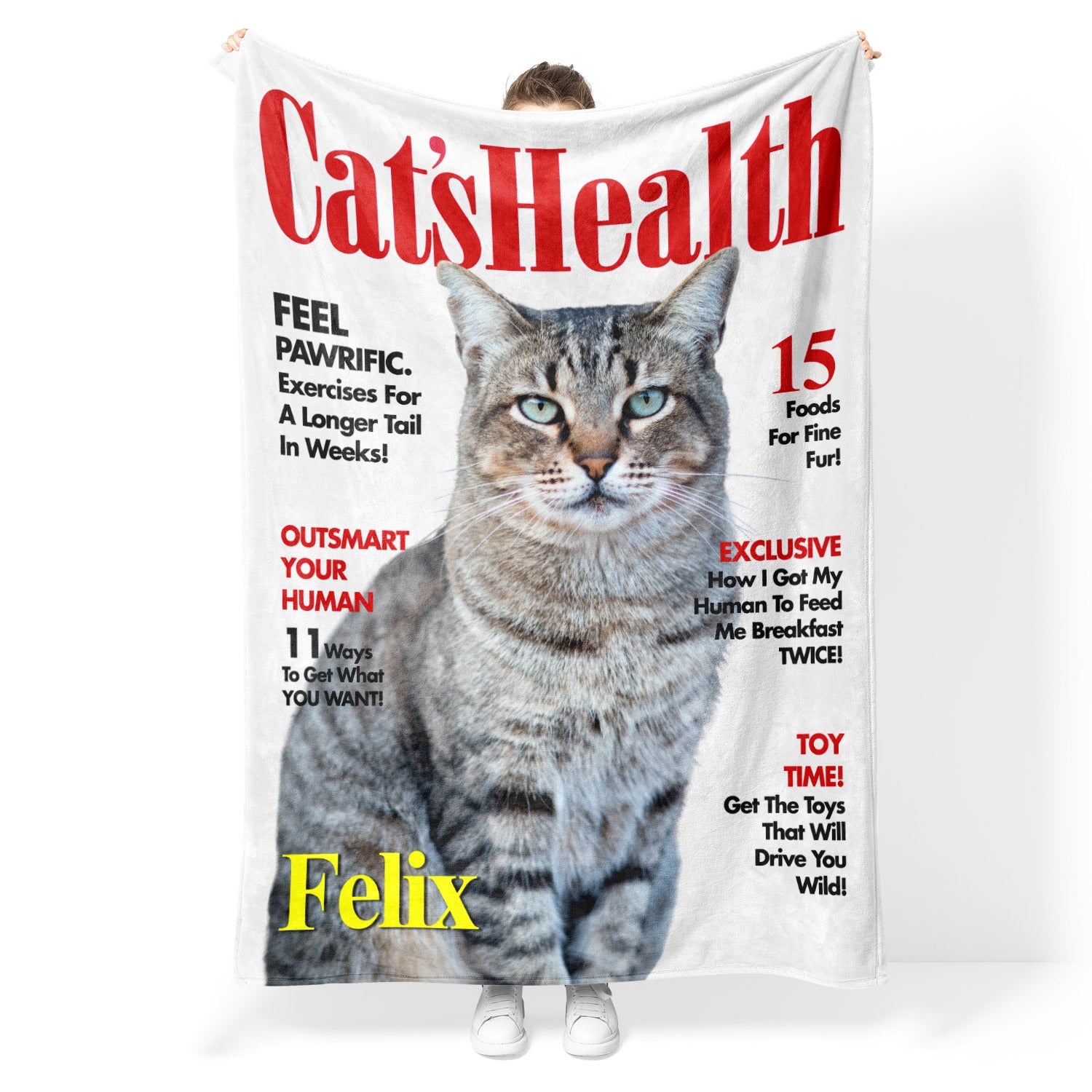 Cats Health Fashion Magazine Cover Personalised Cat Blanket
