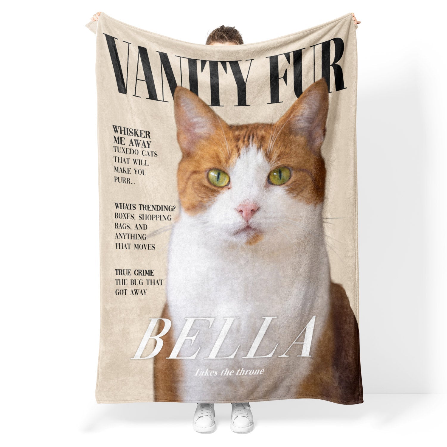 Vanity Fur Fashion Magazine Cover Personalised Cat Blanket