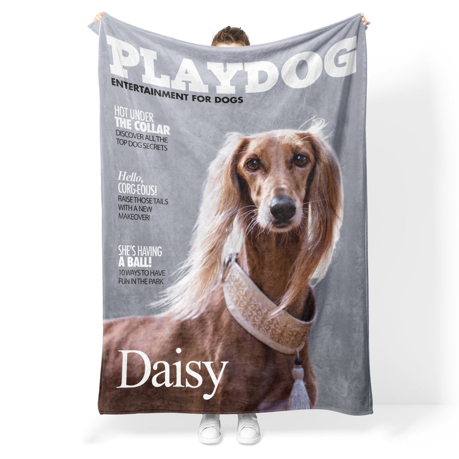 PlayDog Fashion Magazine Cover Personalised Dog Blanket