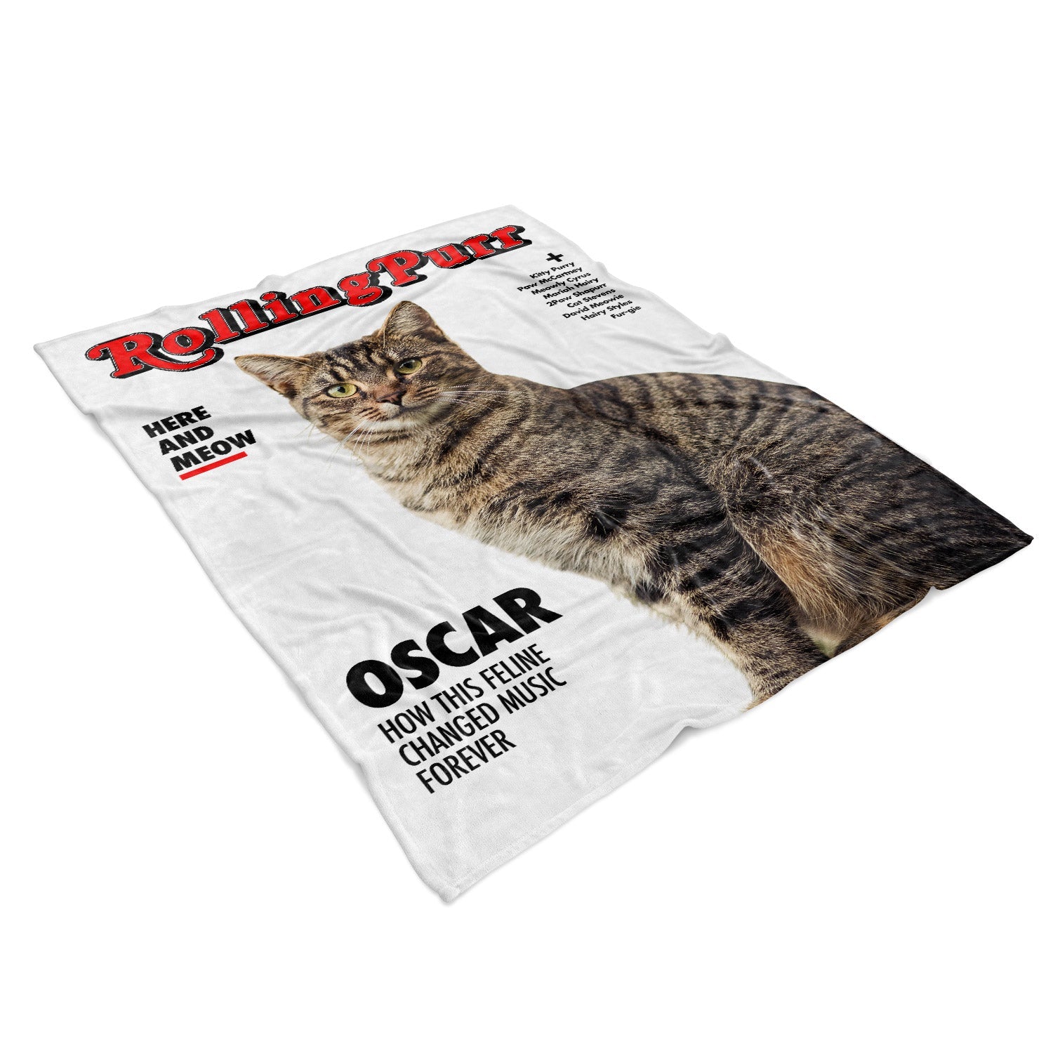 Rolling Purr Music Magazine Cover Personalised Cat Blanket