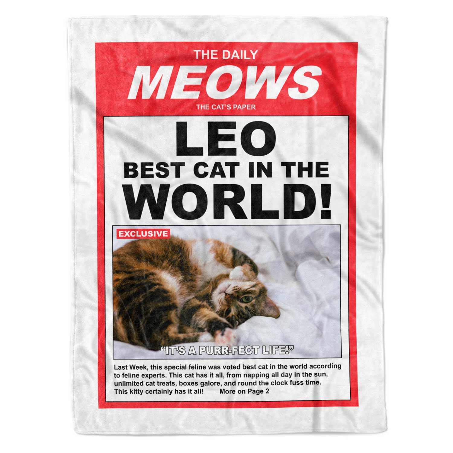 The Weekly Meow! Magazine Cover Personalised Cat Blanket