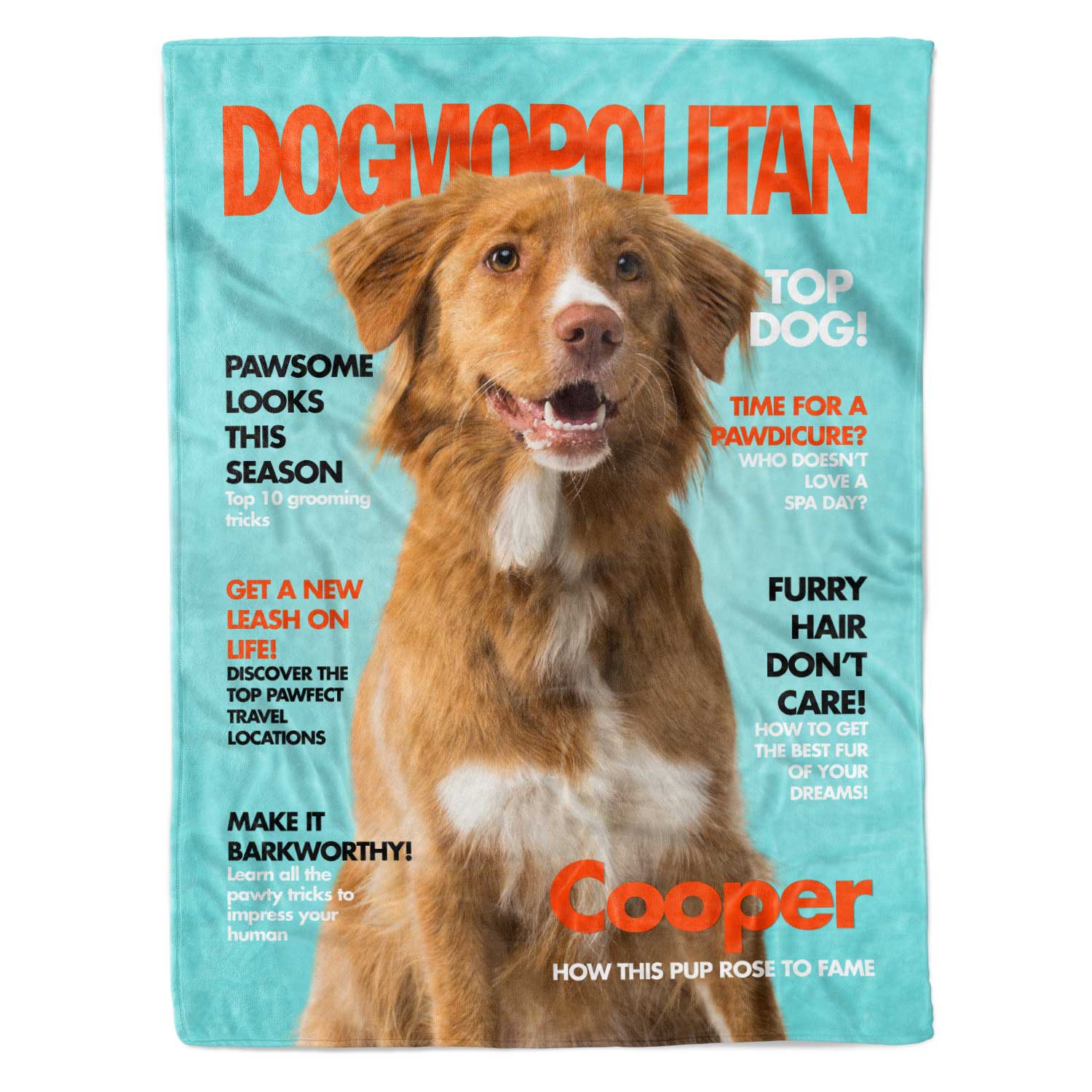Dogmopolitan Fashion Magazine Cover Personalised Dog Blanket