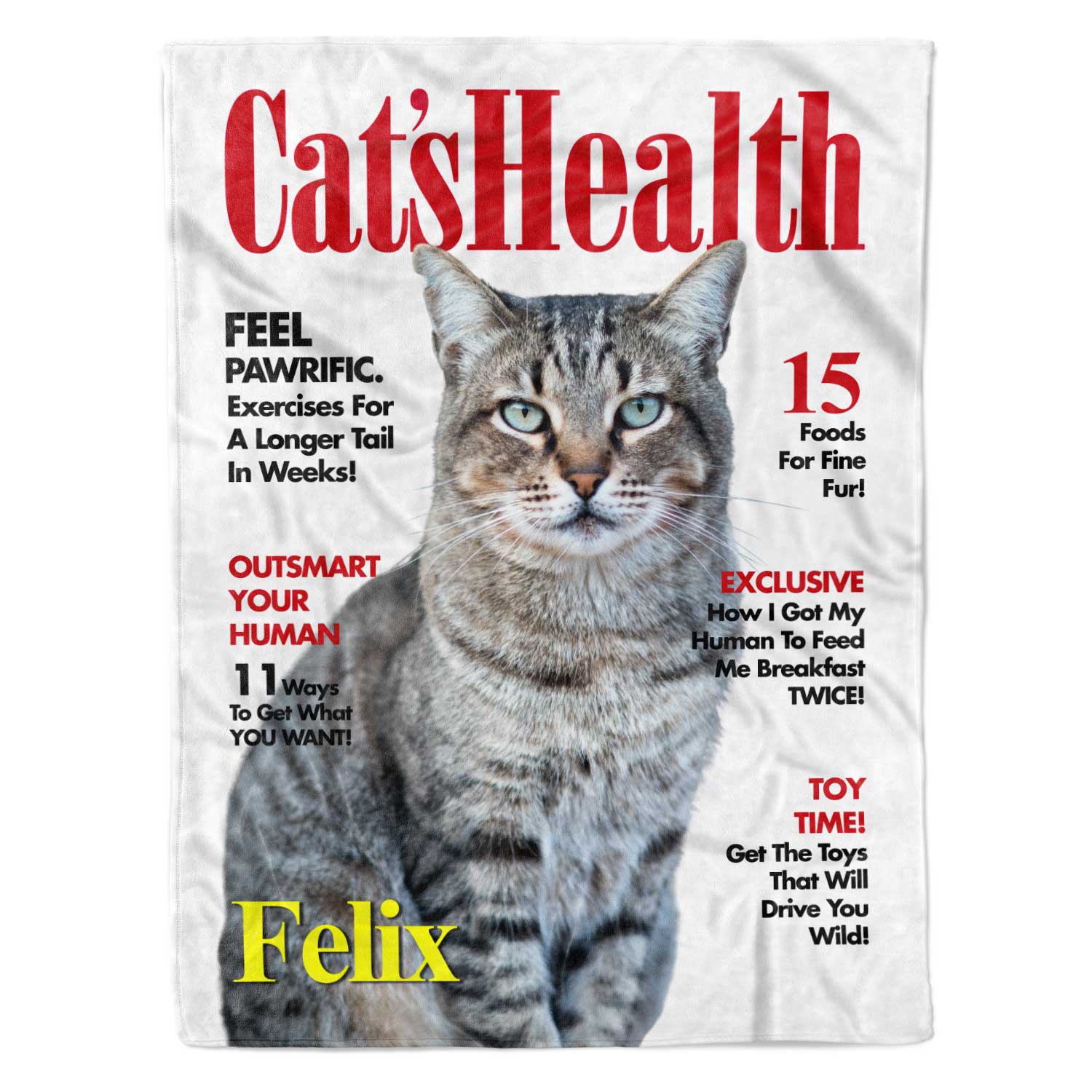 Cats Health Fashion Magazine Cover Personalised Cat Blanket