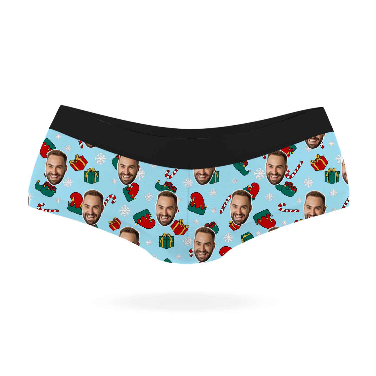 Elf Face Pattern Personalised Christmas Knickers