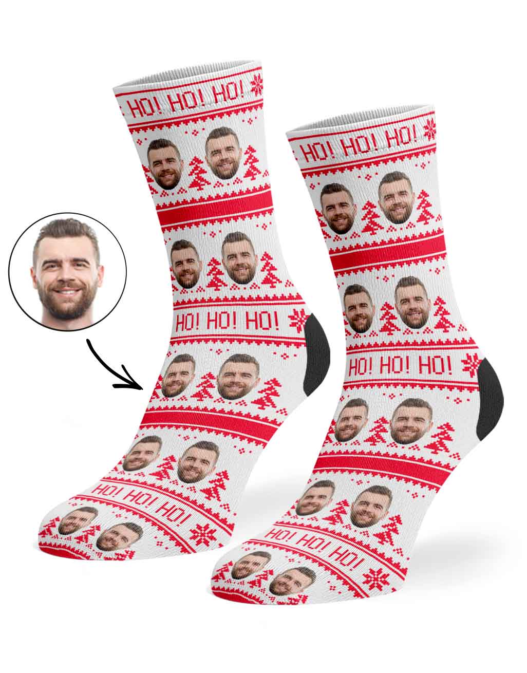 Ho Ho Ho Nordic Christmas Tree Personalised Socks