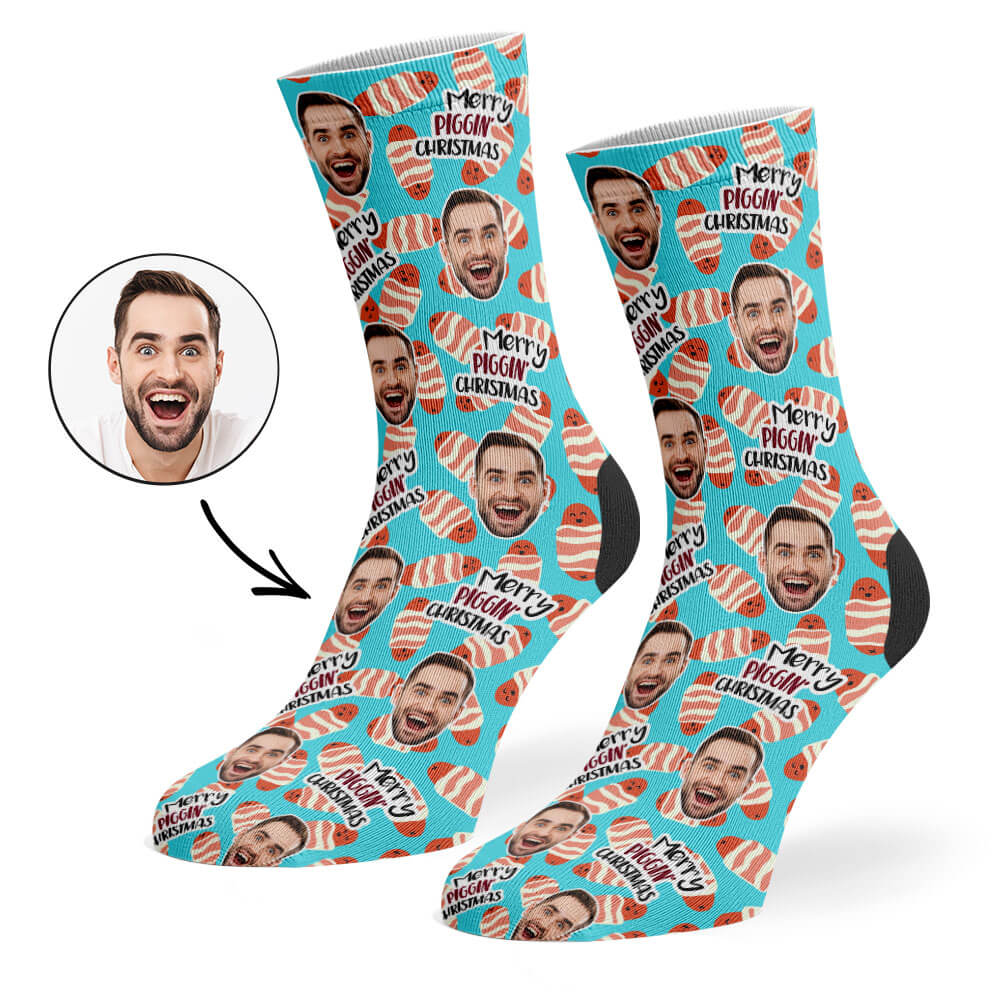 Custom Photo Merry Piggin' Christmas Socks