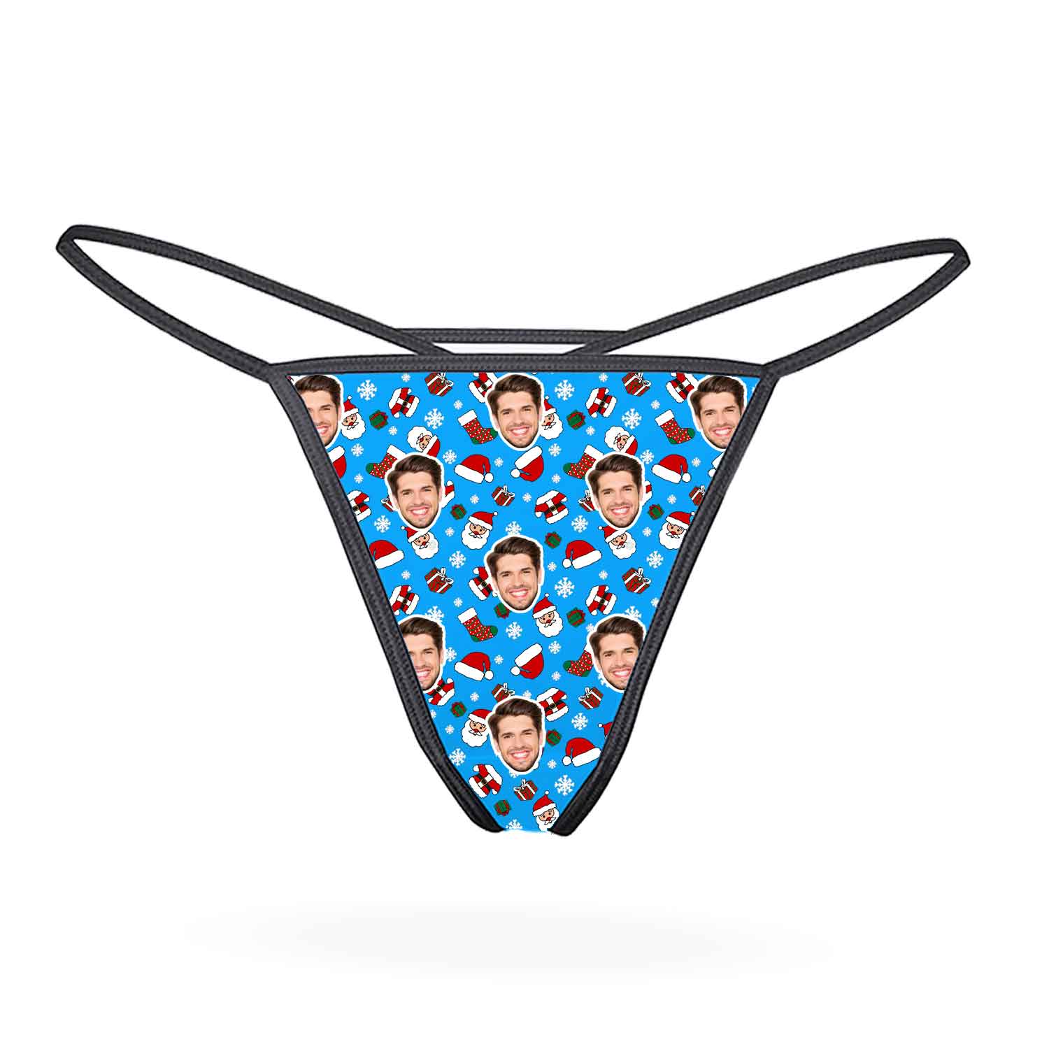 Santa Face Pattern Personalised Christmas Thongs