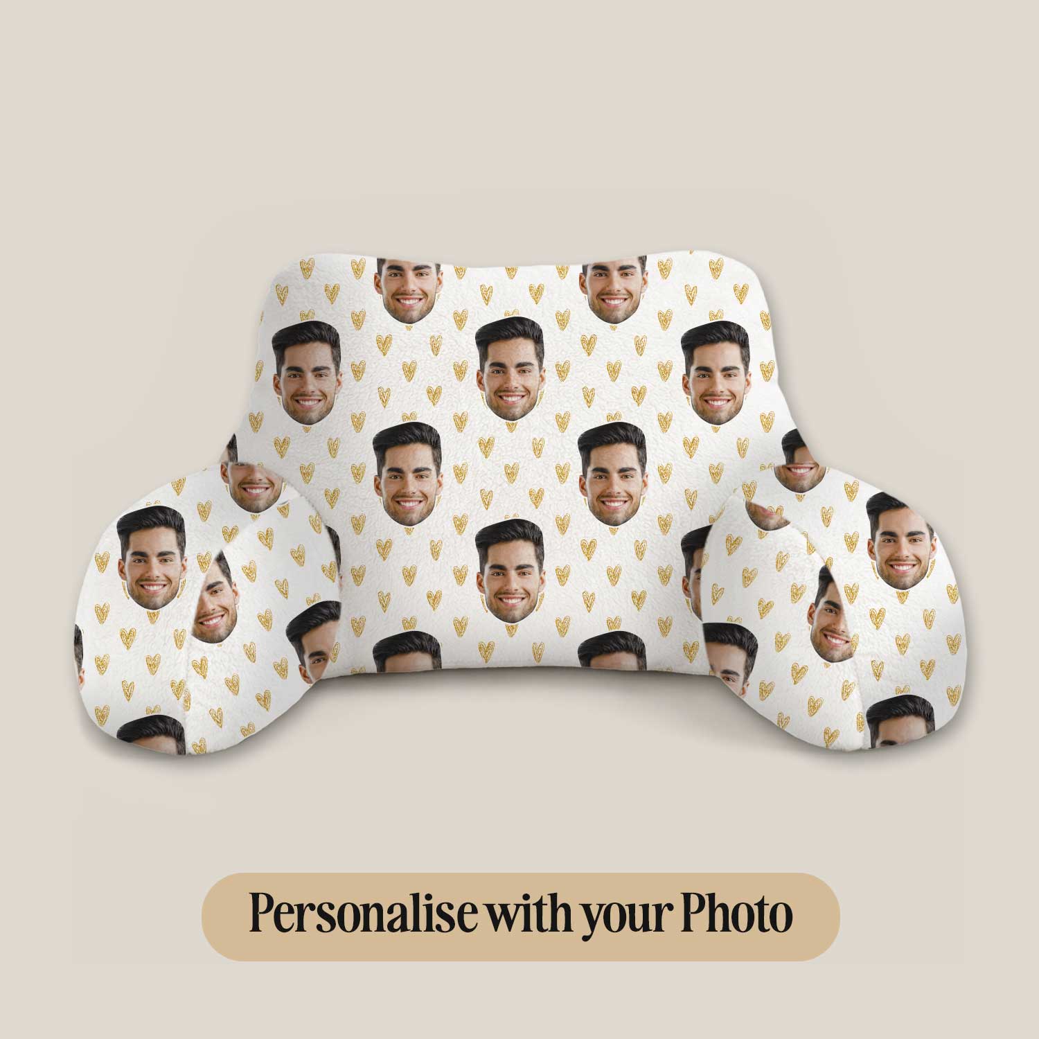 Personalised Gold Hearts Cuddle Cushion