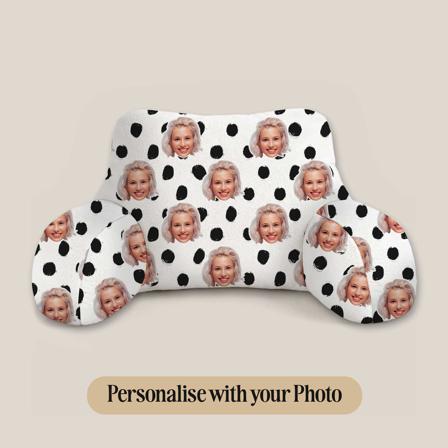 Personalised Black & White Polka Dot Cuddle Cushion