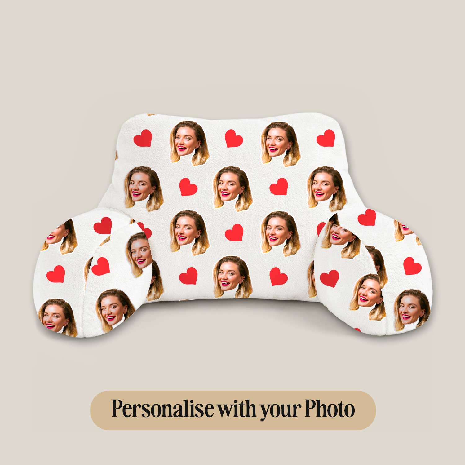 Personalised Red Hearts Cuddle Cushion