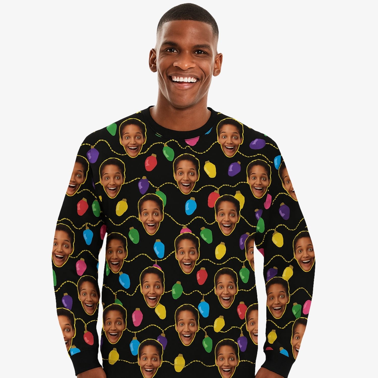 Your Face Xmas Lights Personalised Christmas Jumper