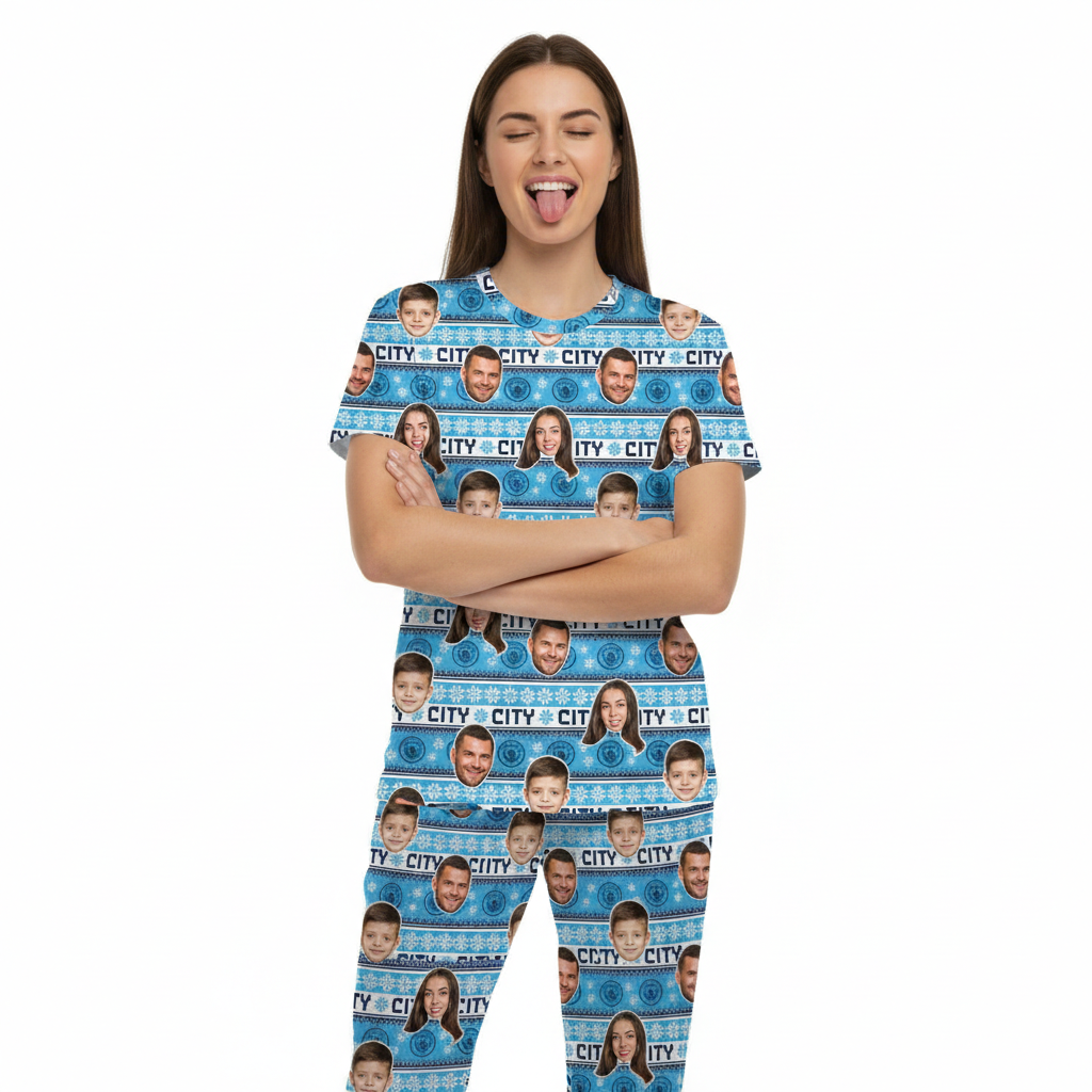 Christmas Man City Personalised Women's Pyjamas - Trouser Set