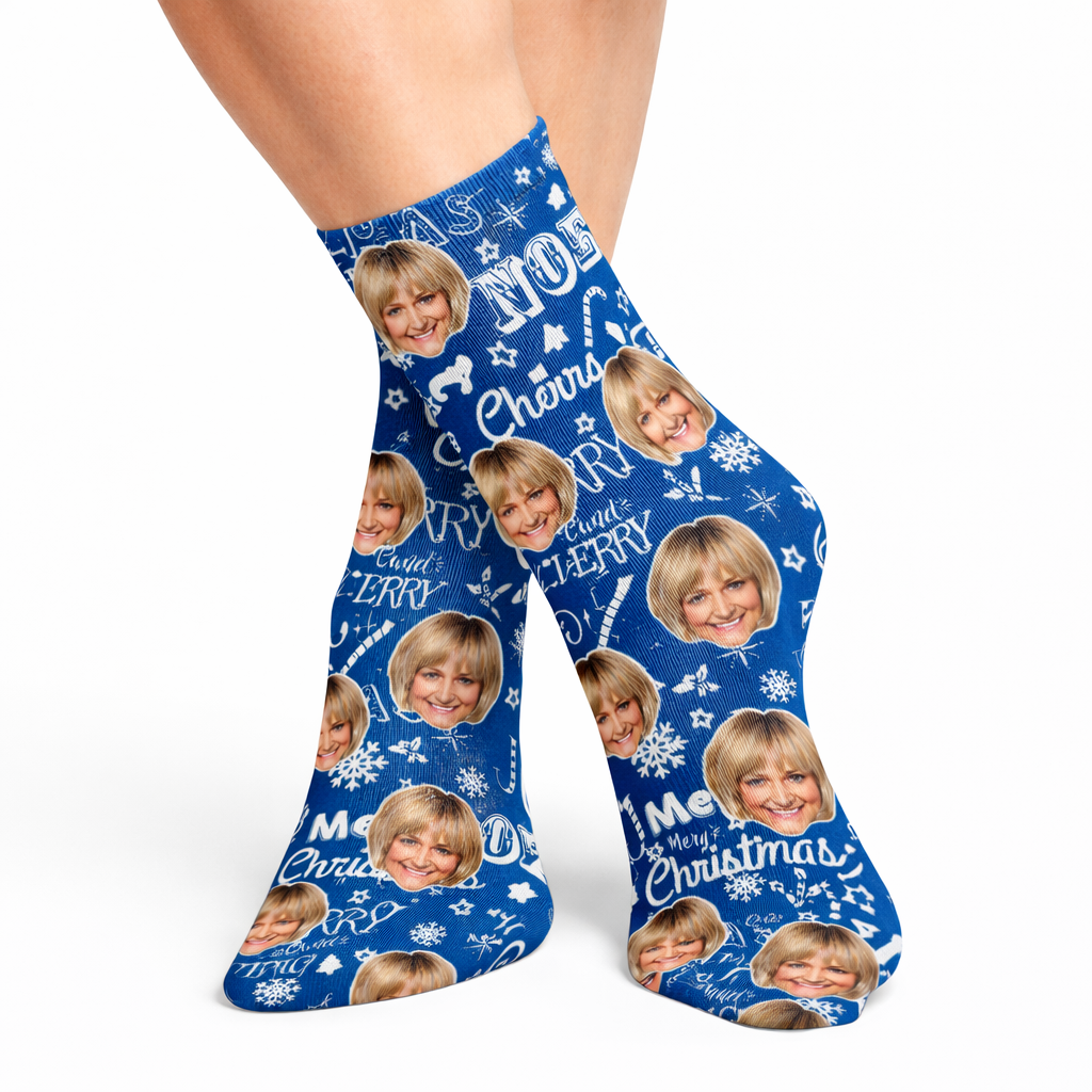 Christmas Merry & Bright Custom Face Socks