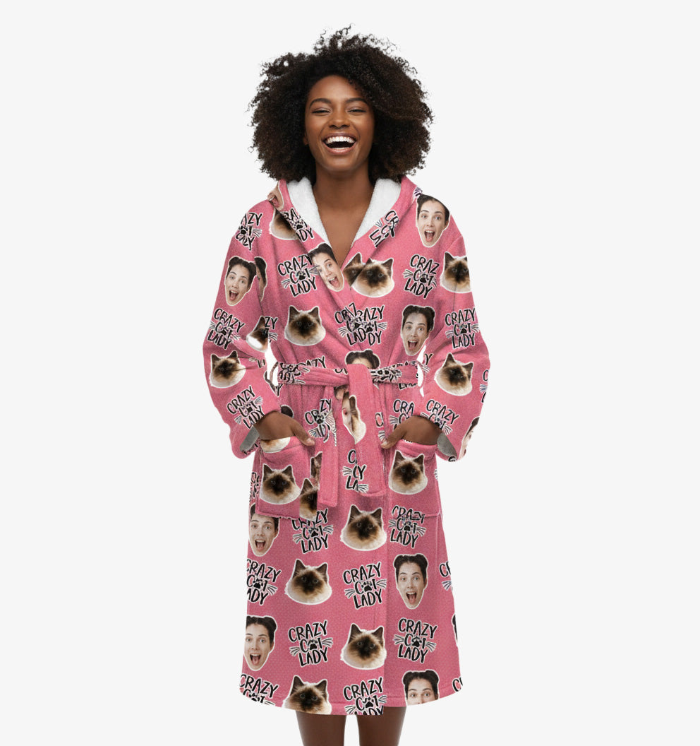 Crazy Cat Lady Personalised Dressing Gown
