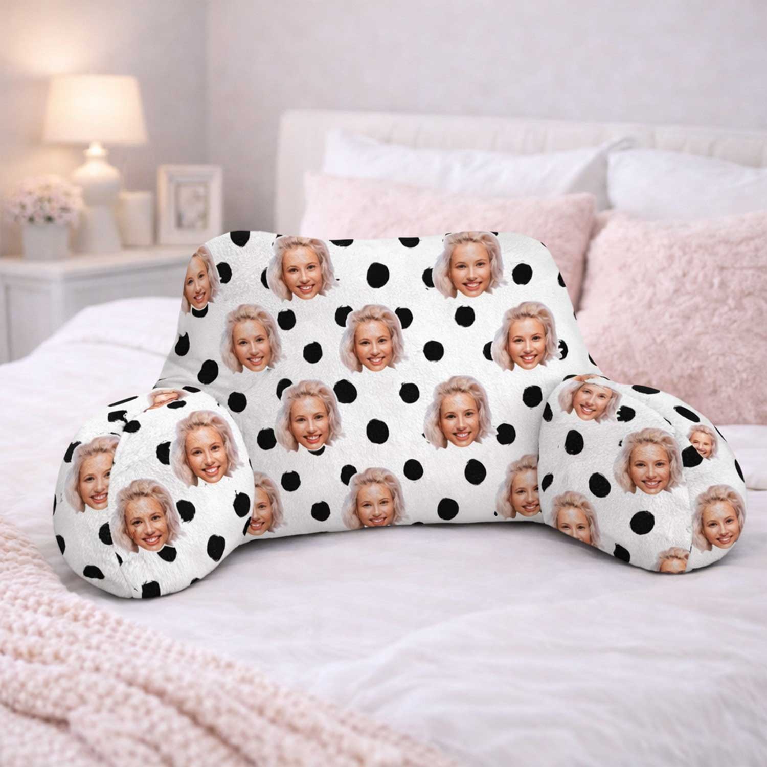 Personalised Black & White Polka Dot Cuddle Cushion