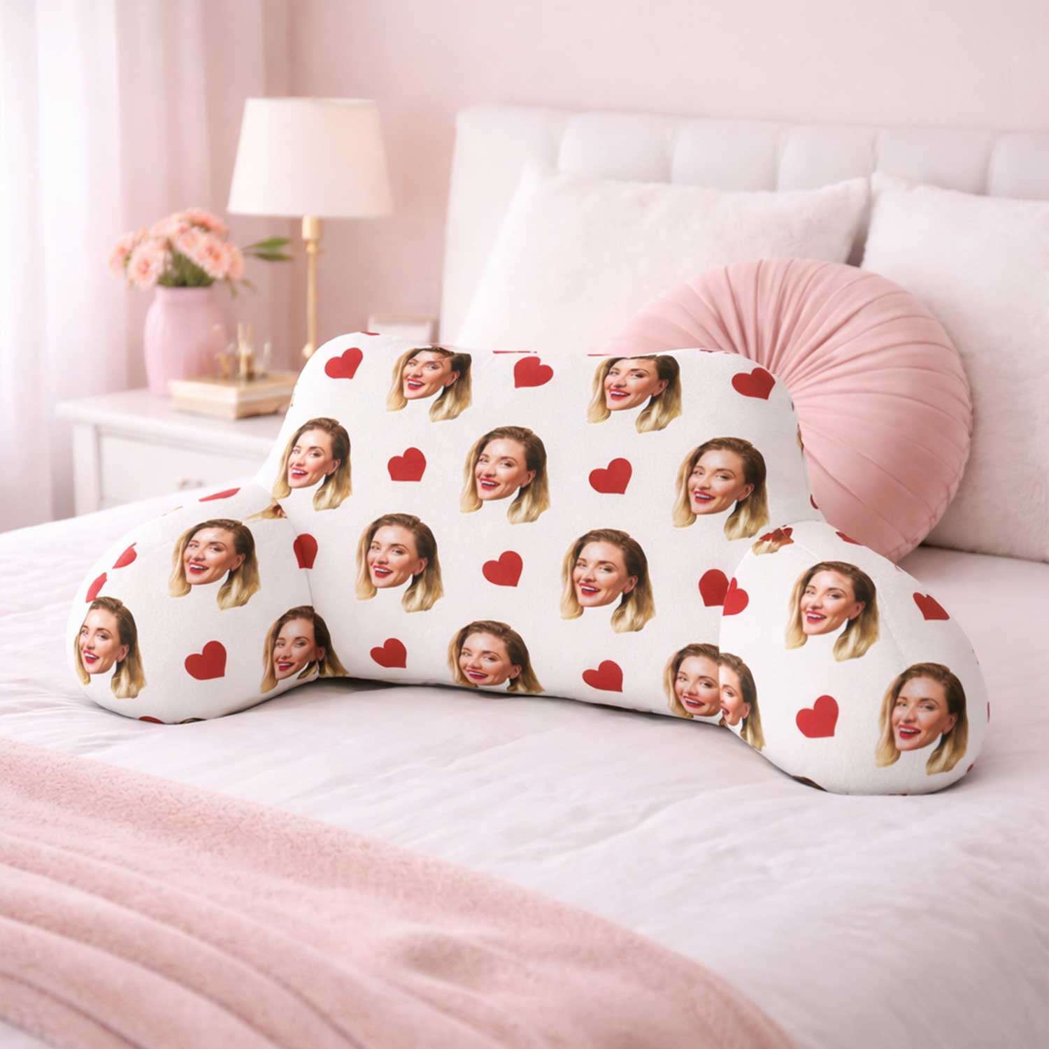 Personalised Red Hearts Cuddle Cushion