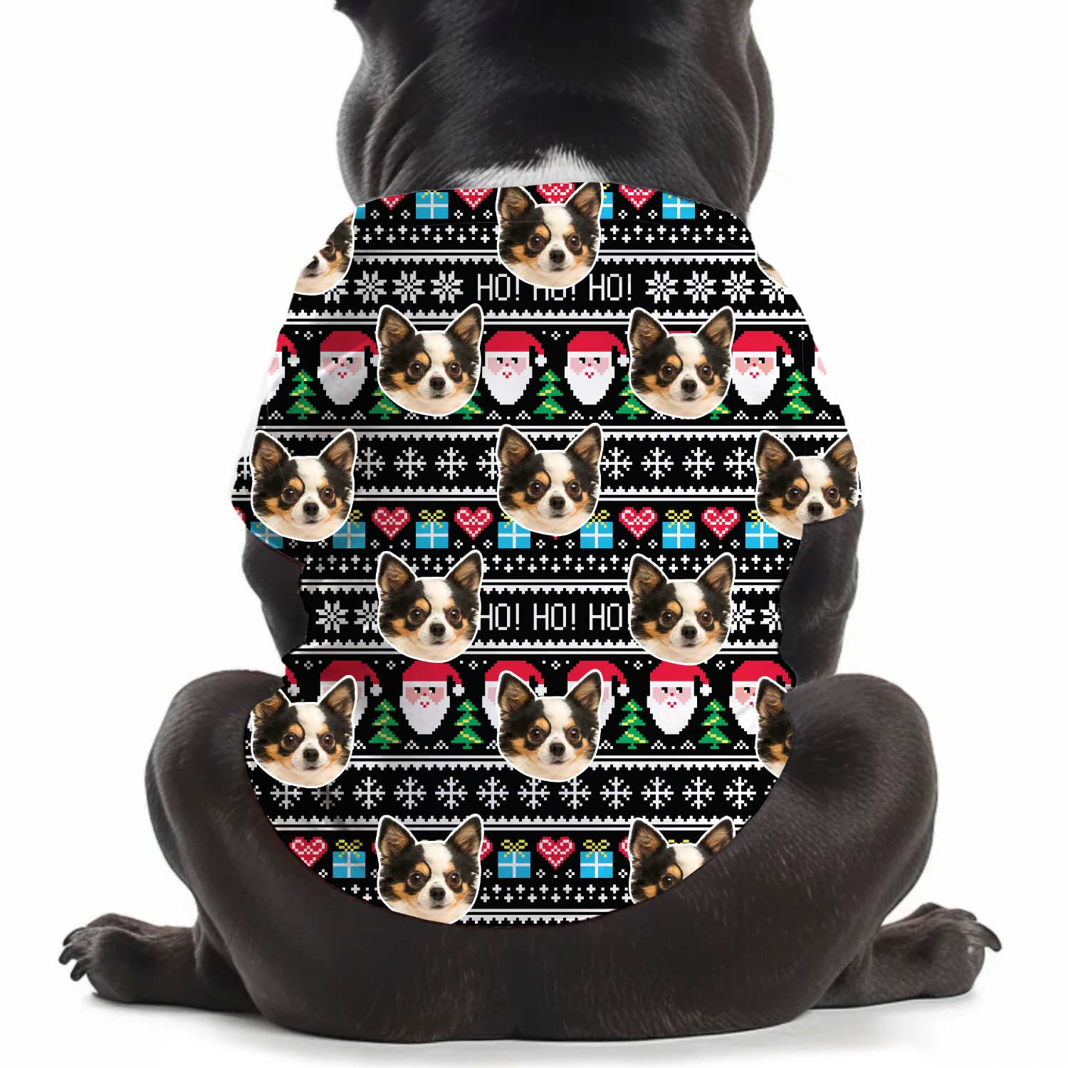 Puppy Face Ho Ho Ho Christmas Personalised Dog T Shirt