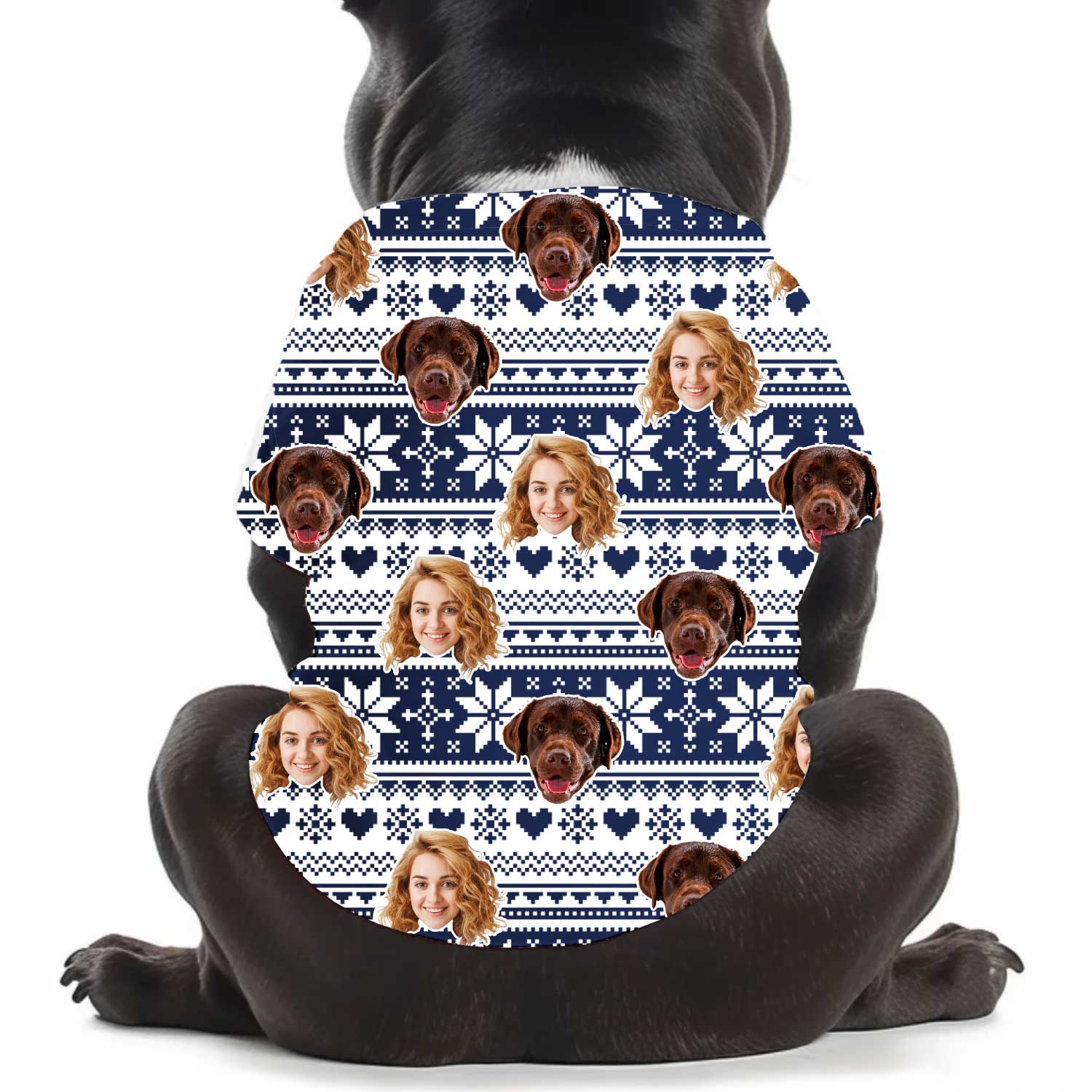 Christmas Snowflakes & Hearts Personalised Dog T Shirt