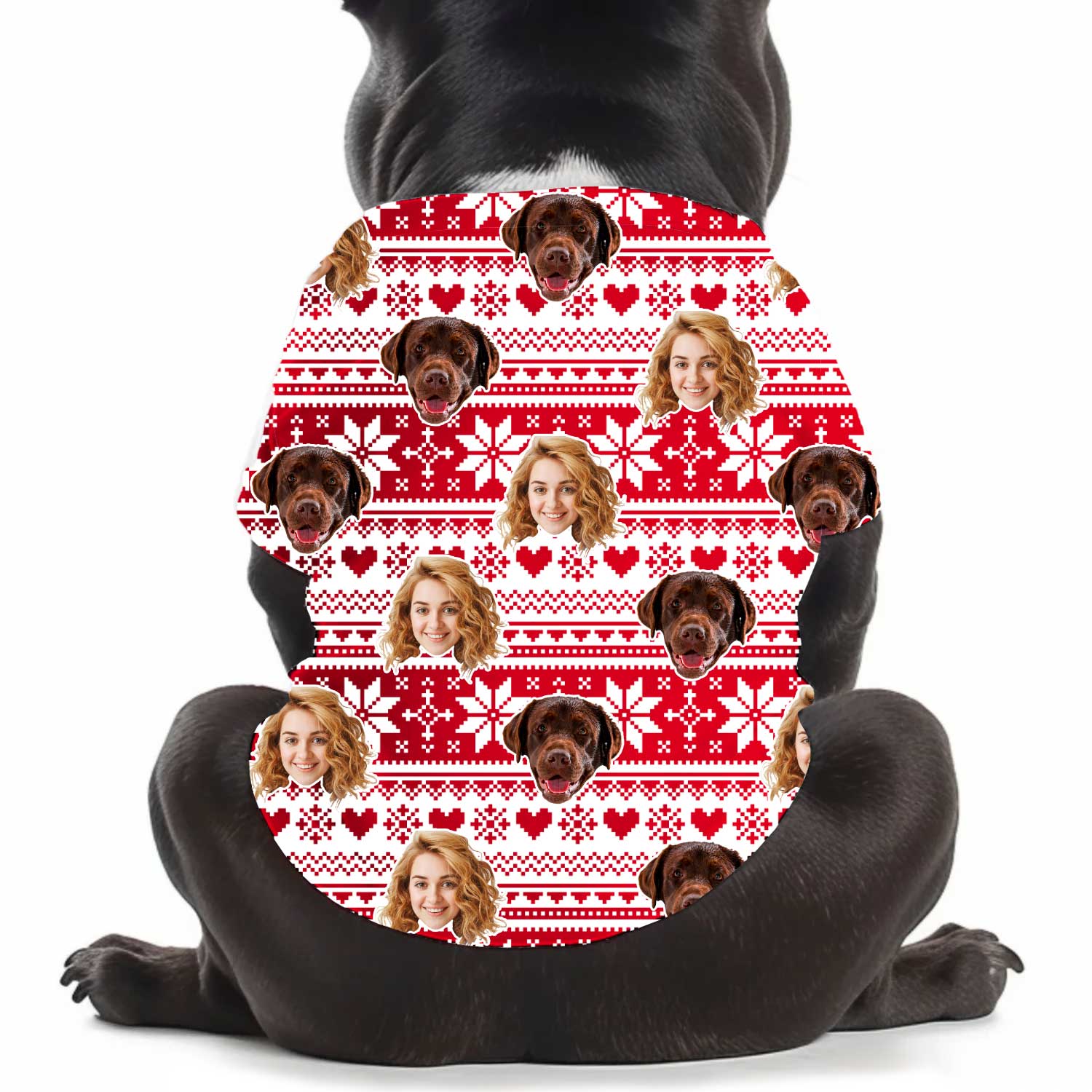 Christmas Snowflakes & Hearts Personalised Dog T Shirt