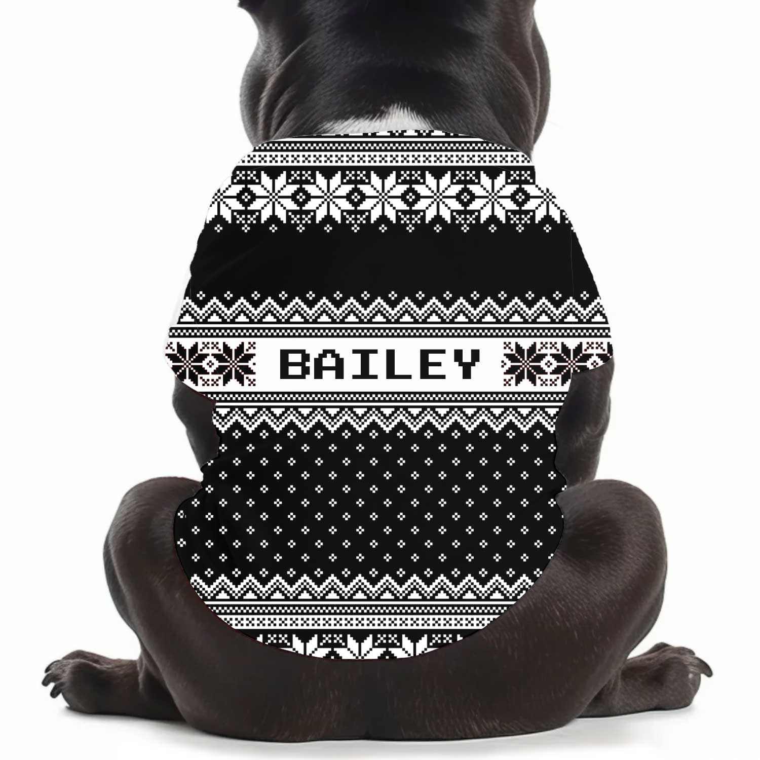 Your Pup's [Name] Black Nordic Christmas Personalised Dog T Shirt