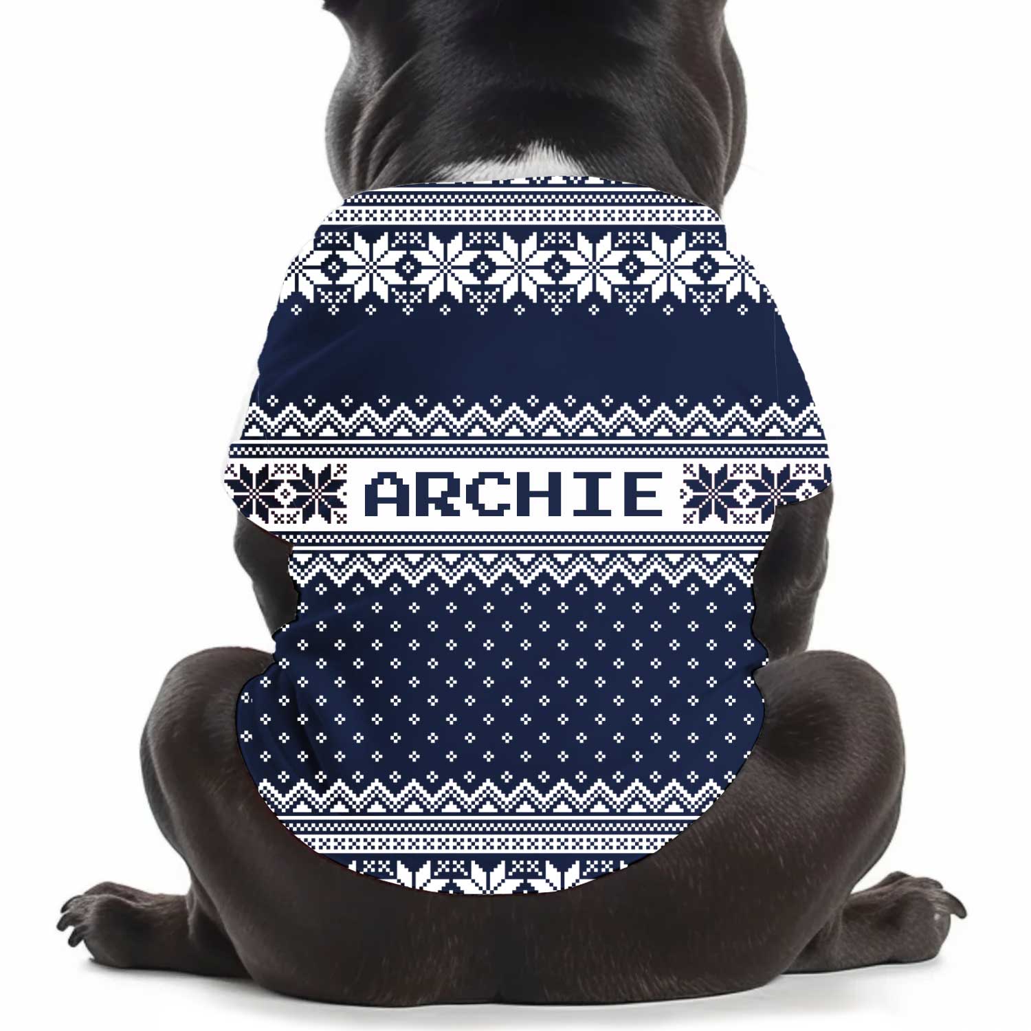 Your Pup's [Name] Navy Nordic Christmas Personalised Dog T Shirt