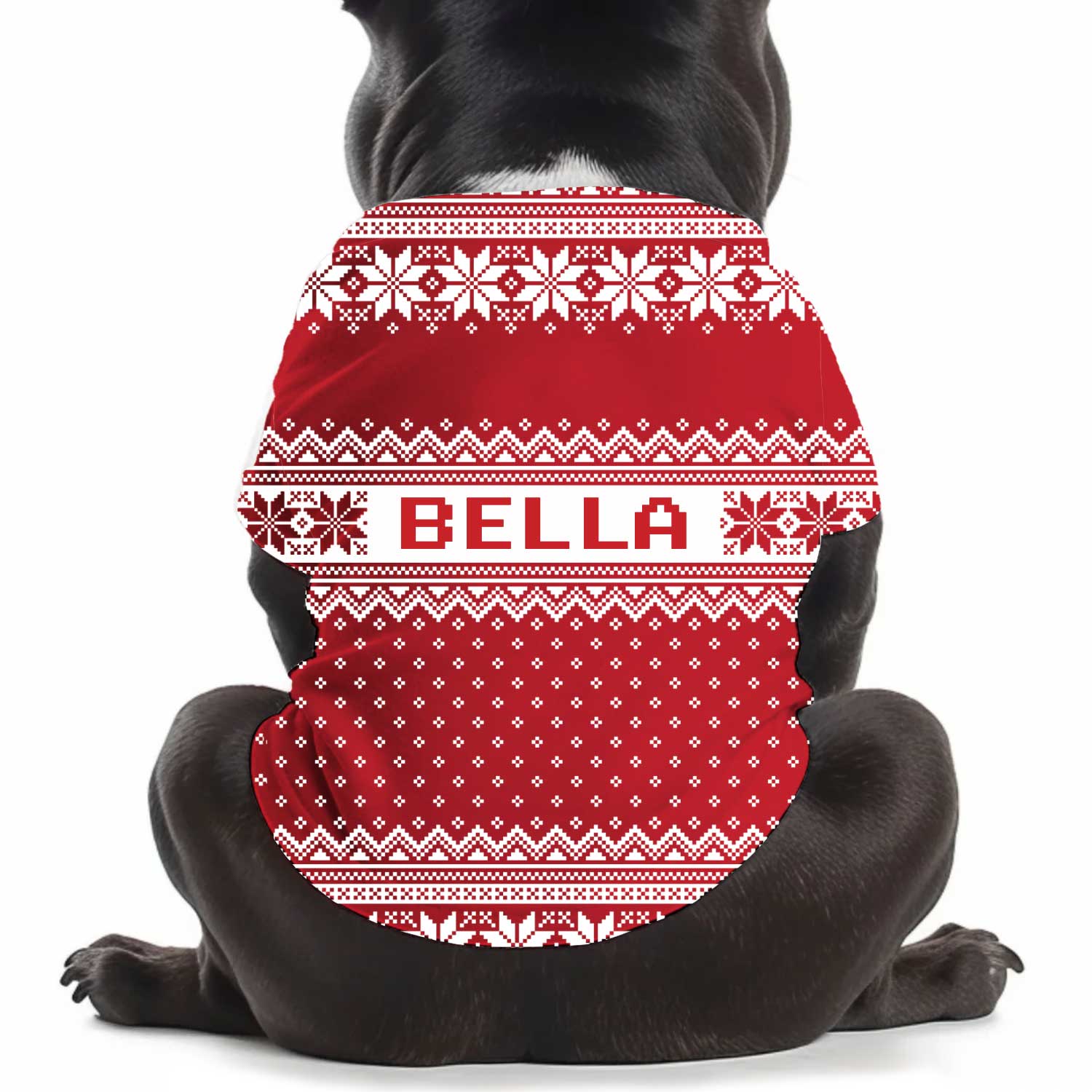 Your Pup's [Name] Red Nordic Christmas Personalised Dog T Shirt