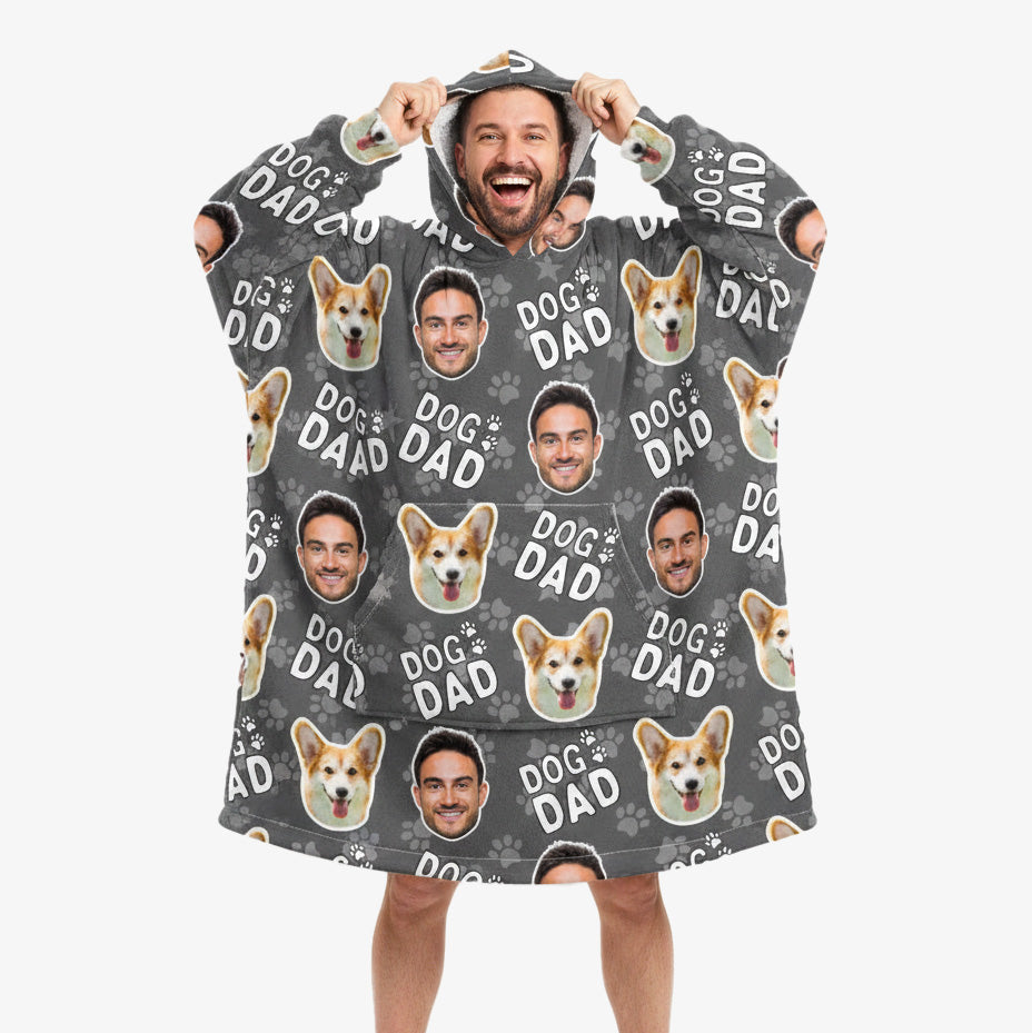 Dog Dad Personalised Hoodie Blanket