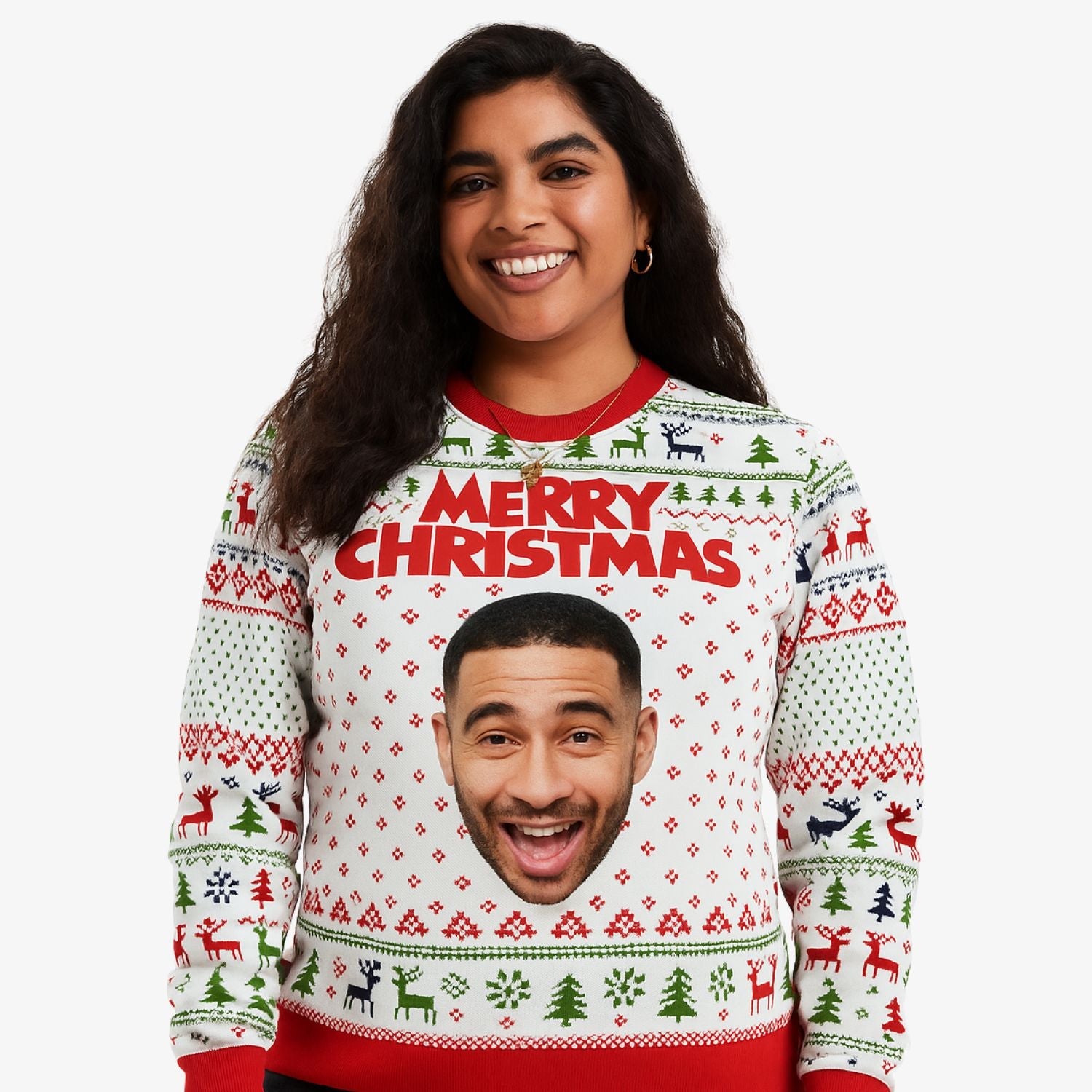 Merry Christmas Big Face Funny Festive Jumper