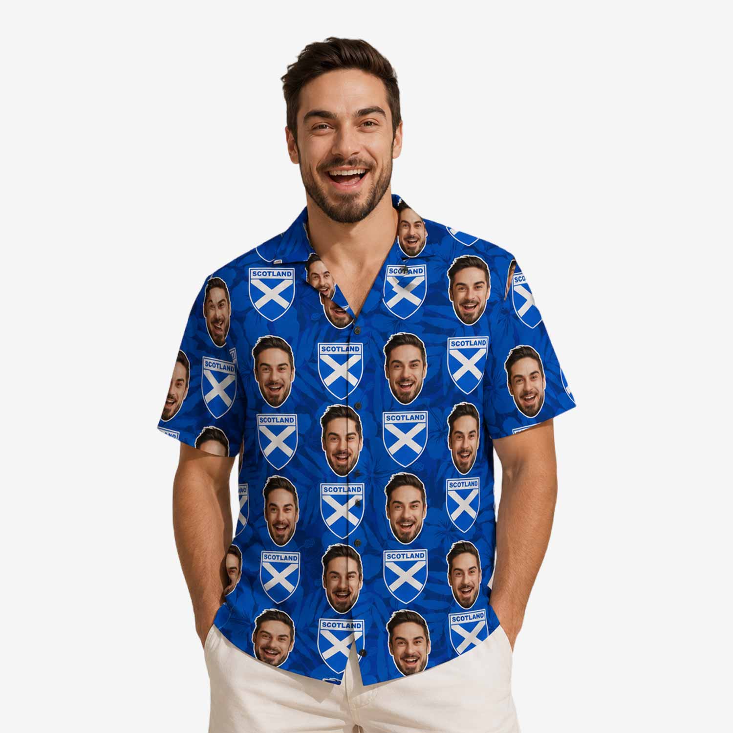 Scotland Crest Face Pattern Hawaiian Shirt