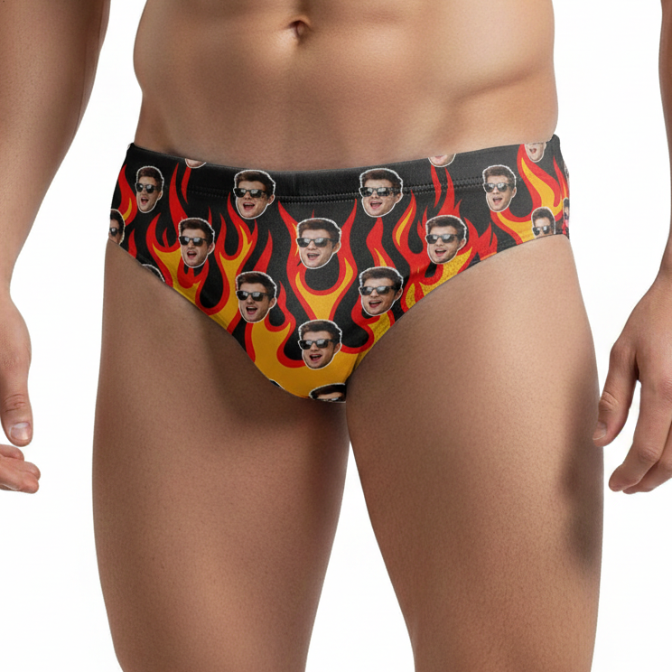 Hot Rod Flame Personalised Face Swim Trunks