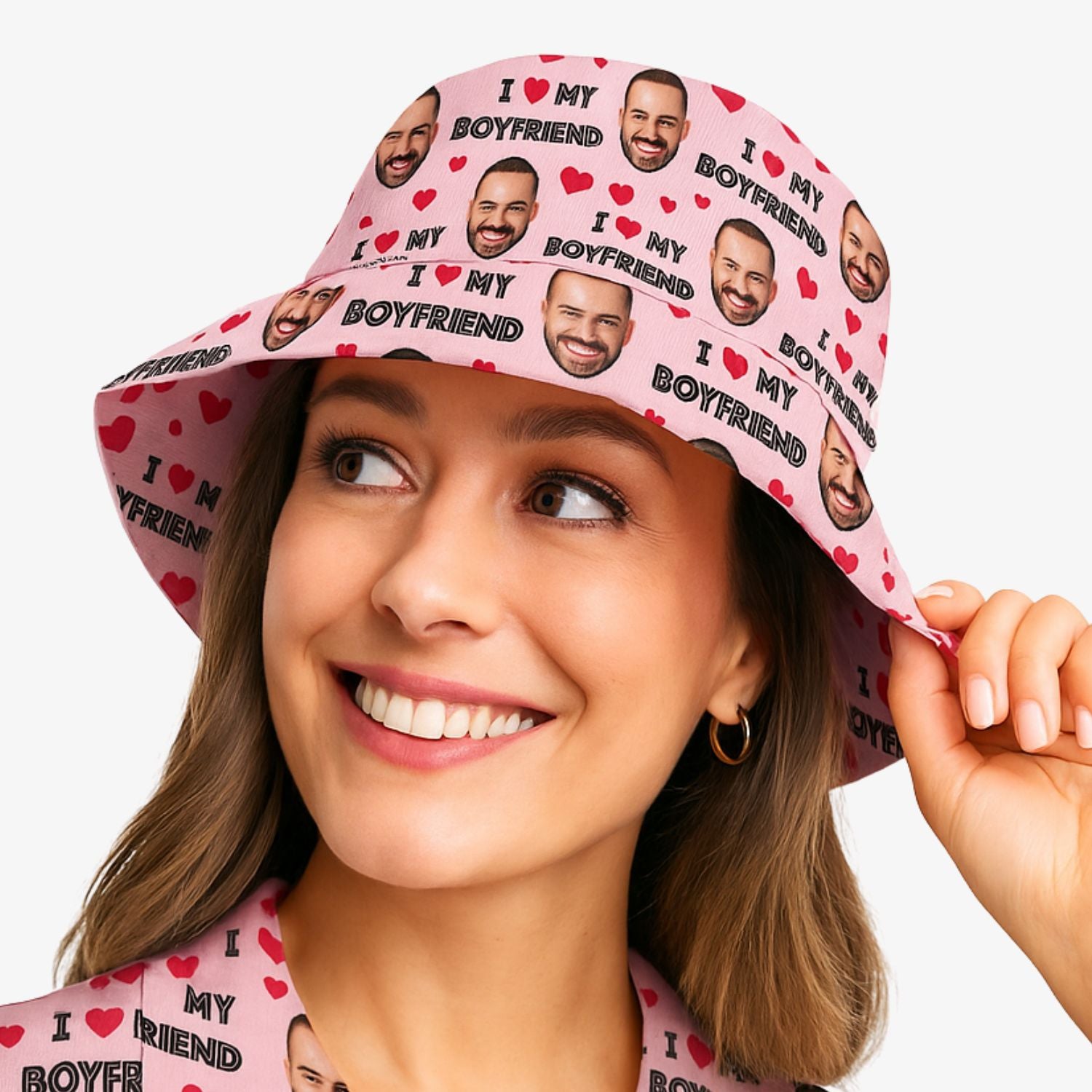 I Love My Boyfriend Custom Bucket Hat