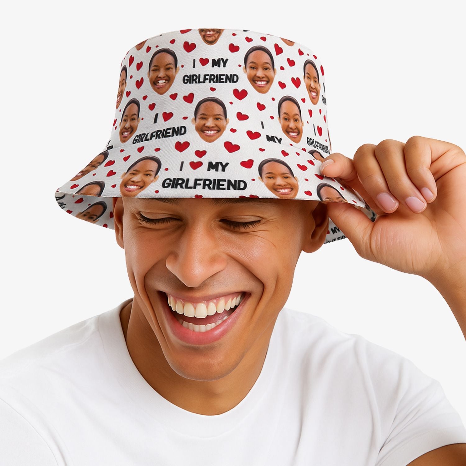 I Love My Girlfriend Custom Bucket Hat