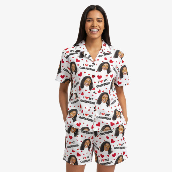 I Love My Girlfriend Personalised Hawaiian Shirt Shorts Set