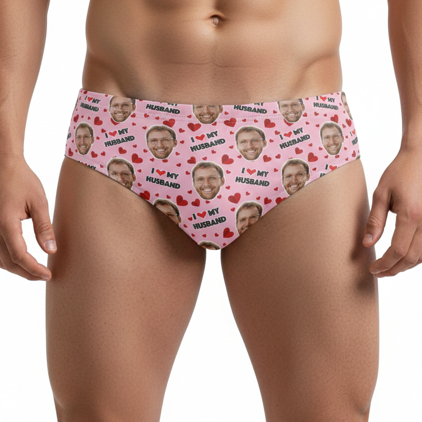 I Love My Husband Personalised Swim Trunks