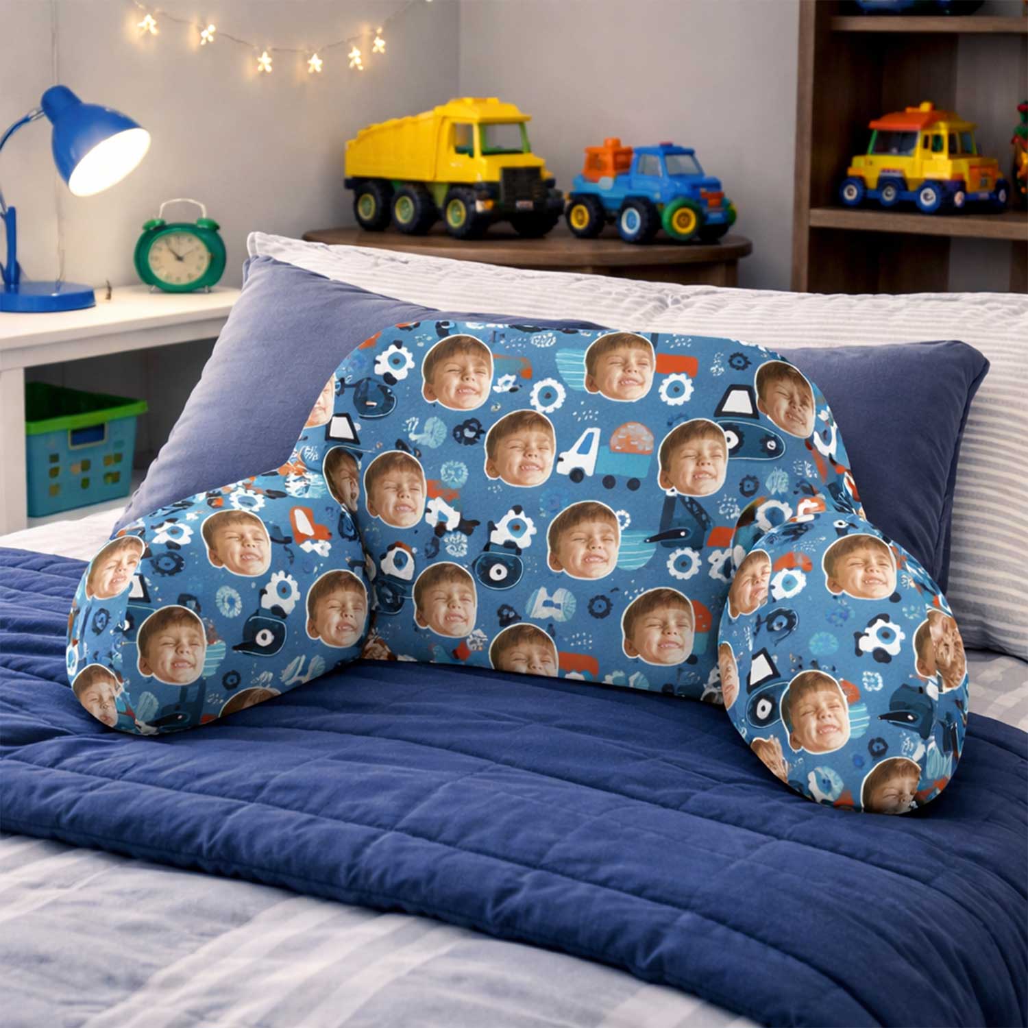 Personalised Kids Trucks Pattern Cuddle Cushion