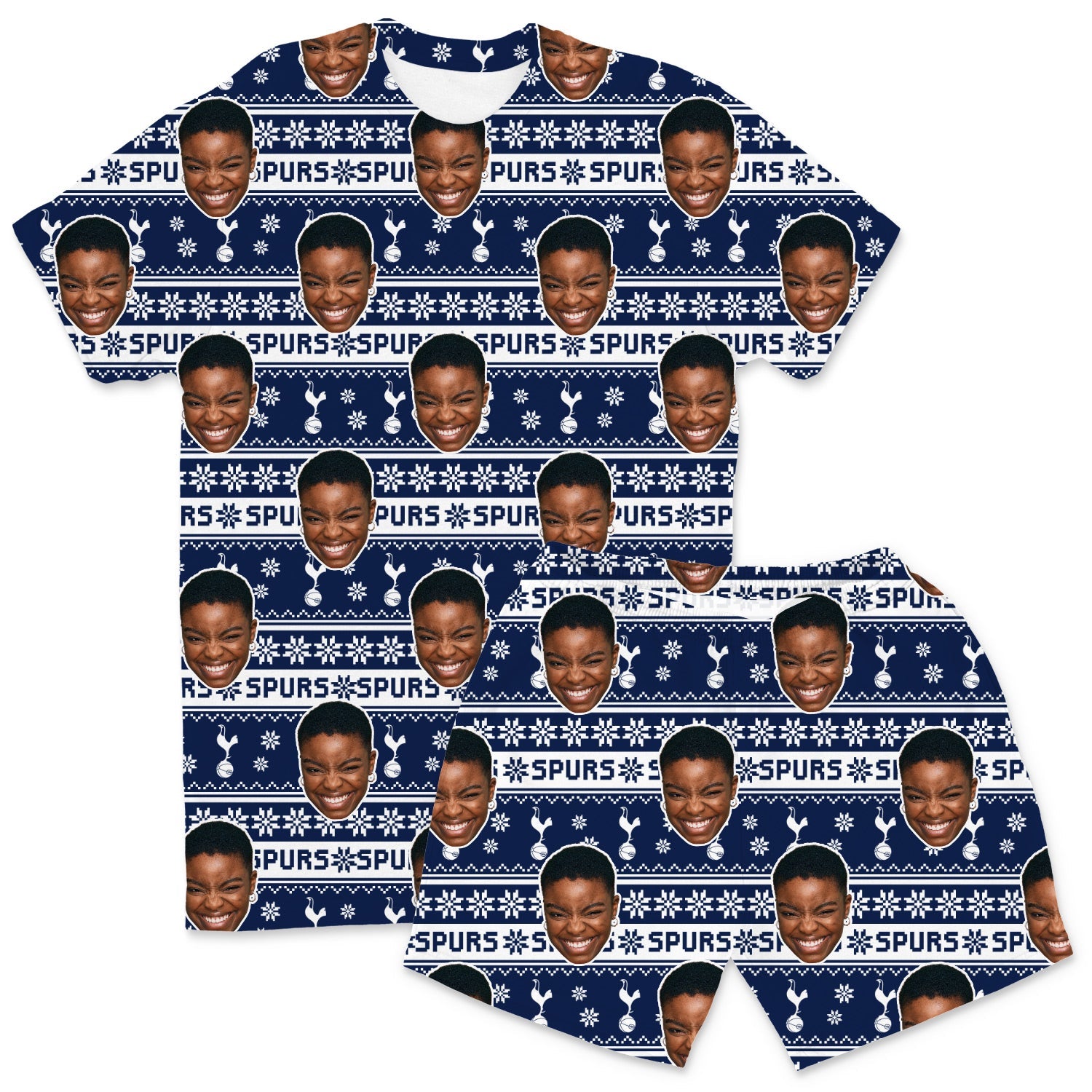 Personalised Men's Pyjamas - Spurs Christmas Men's PJ Shorts Set