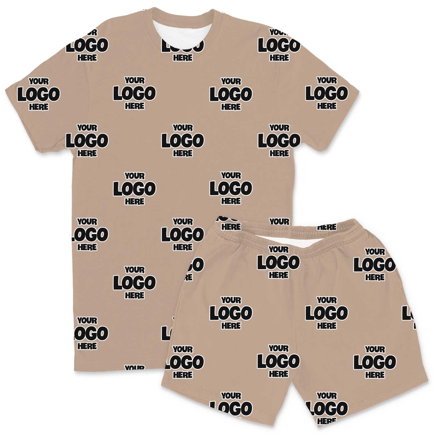 Your Logo Pattern Men's PJ Shorts Set