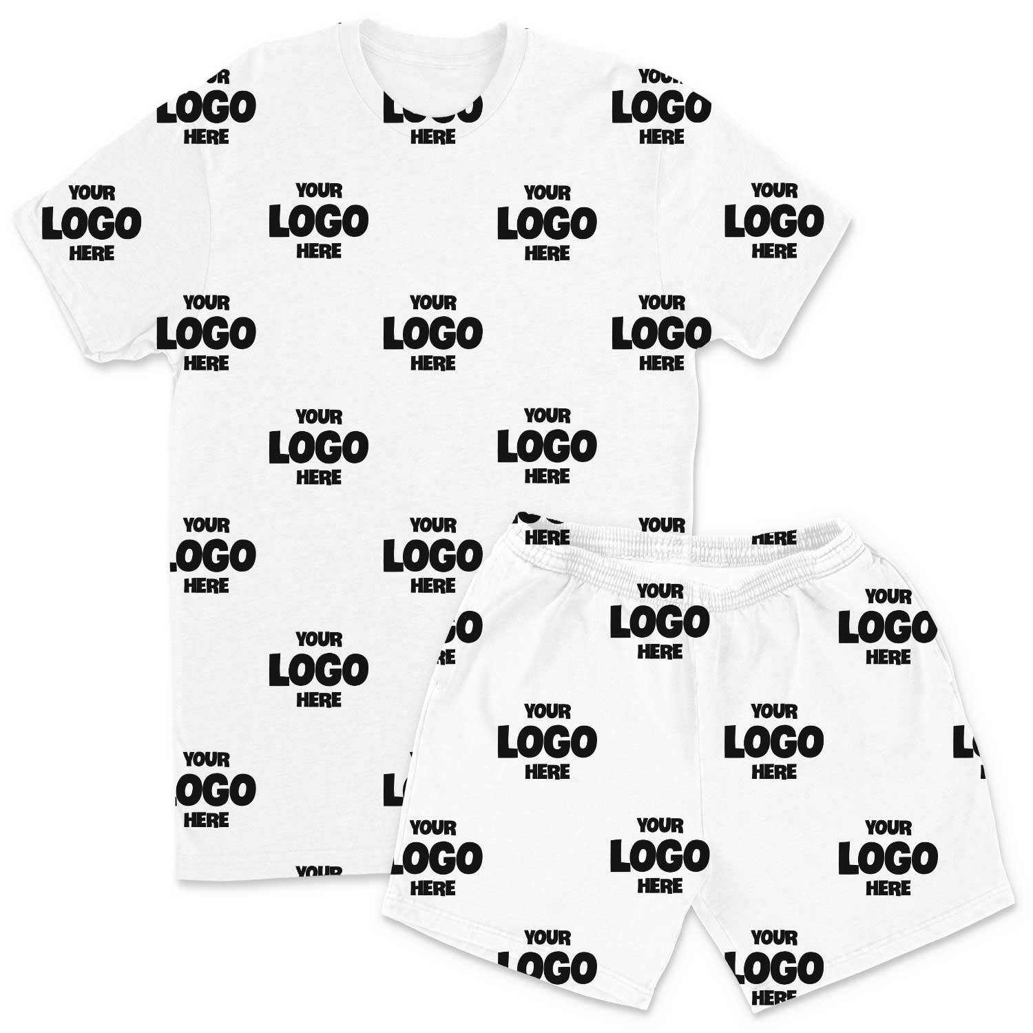 Your Logo Pattern Men's PJ Shorts Set