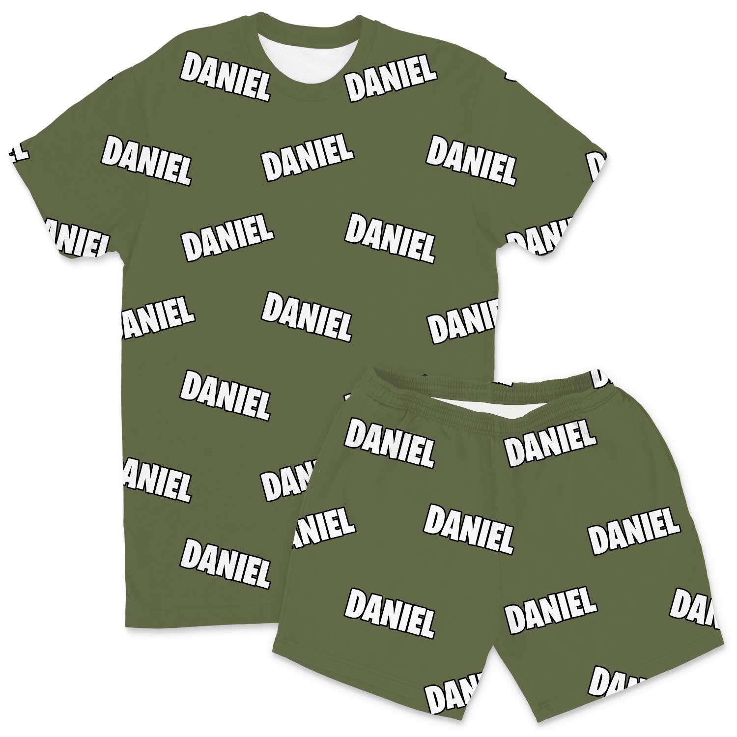 Your Name All Over Men's Personalised PJs - Shorts Set