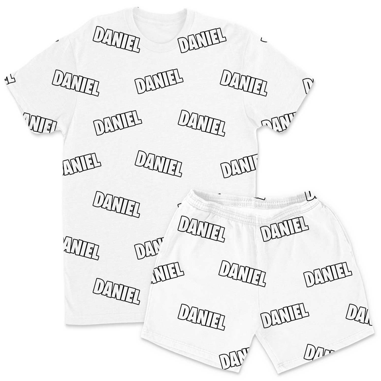 Your Name All Over Men's Personalised PJs - Shorts Set