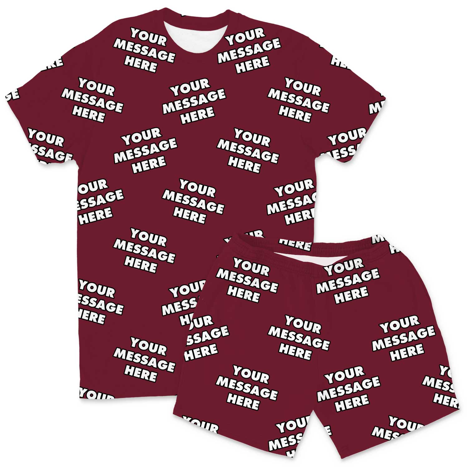 Your Message All Over Men's Personalised PJs - Shorts Set