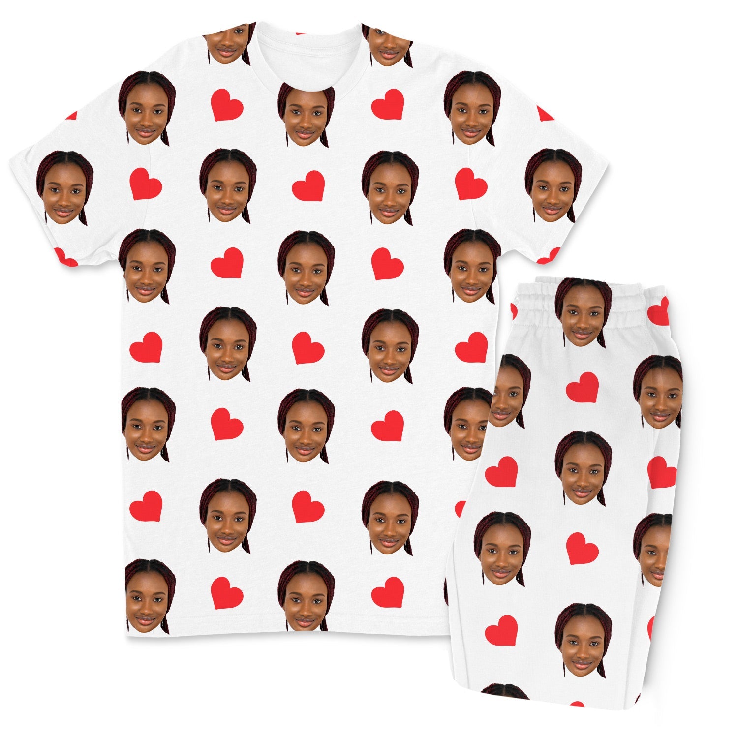 Red Hearts Custom Men's PJ Trousers Set