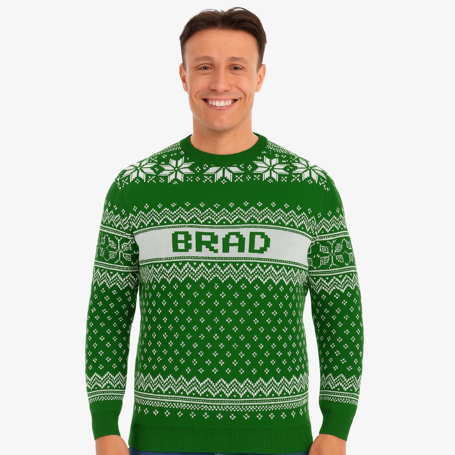 Your Name Green Personalised Christmas Jumper