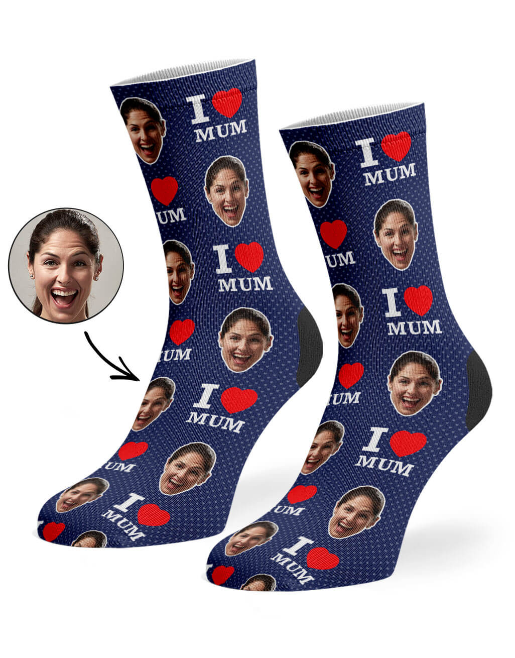 I Love Mum Socks With Her Face On