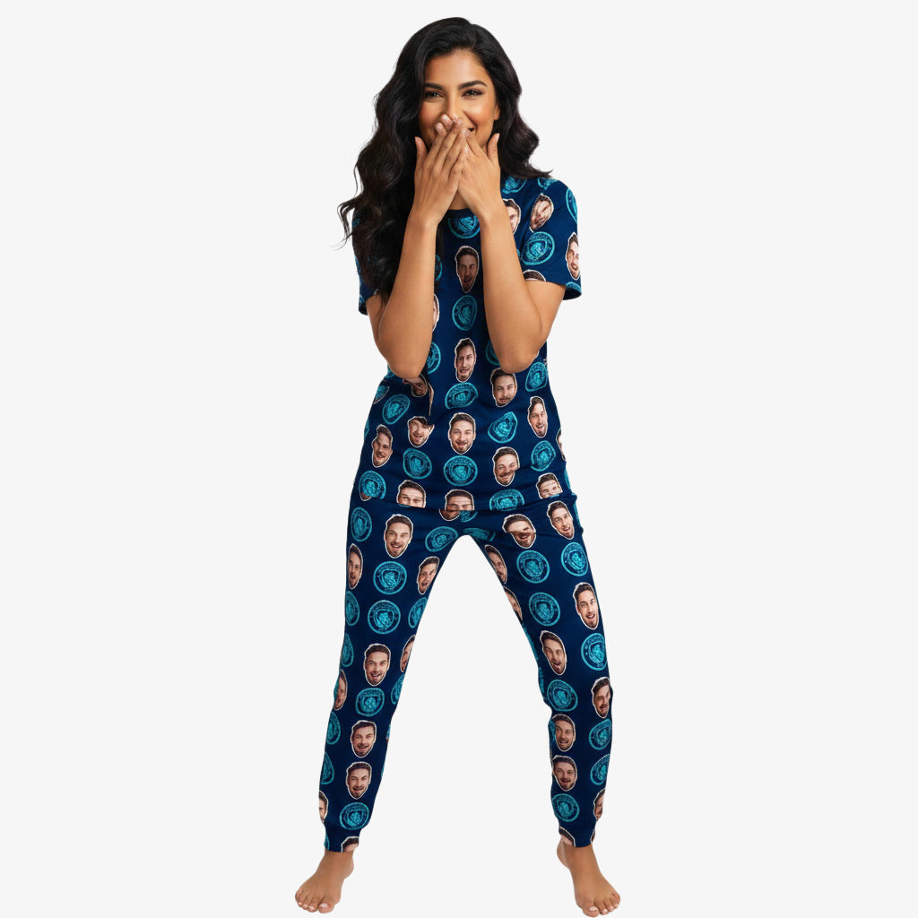 Navy Man City Personalised Women's Pyjamas - Trouser Set
