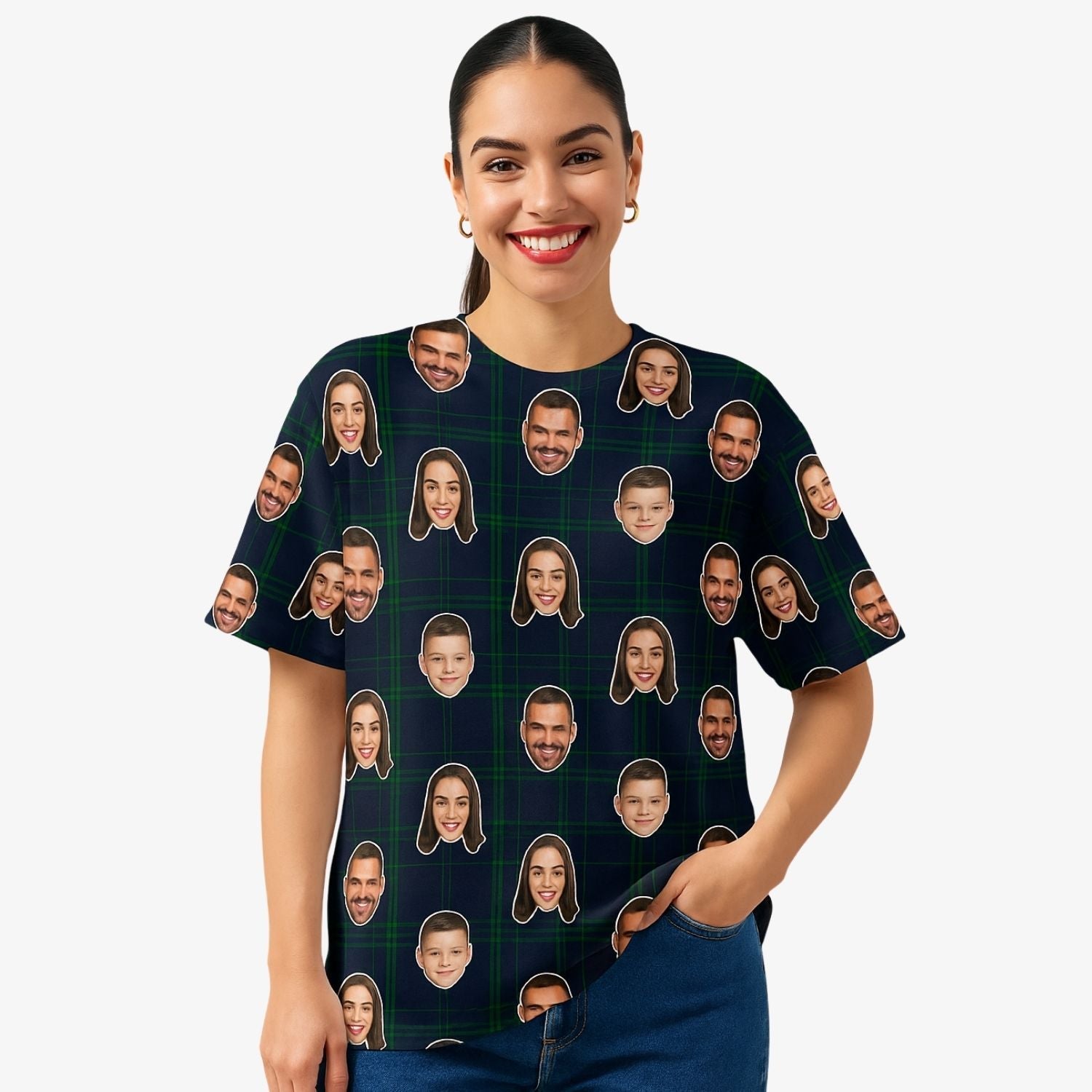 Navy Tartan Custom T-Shirt