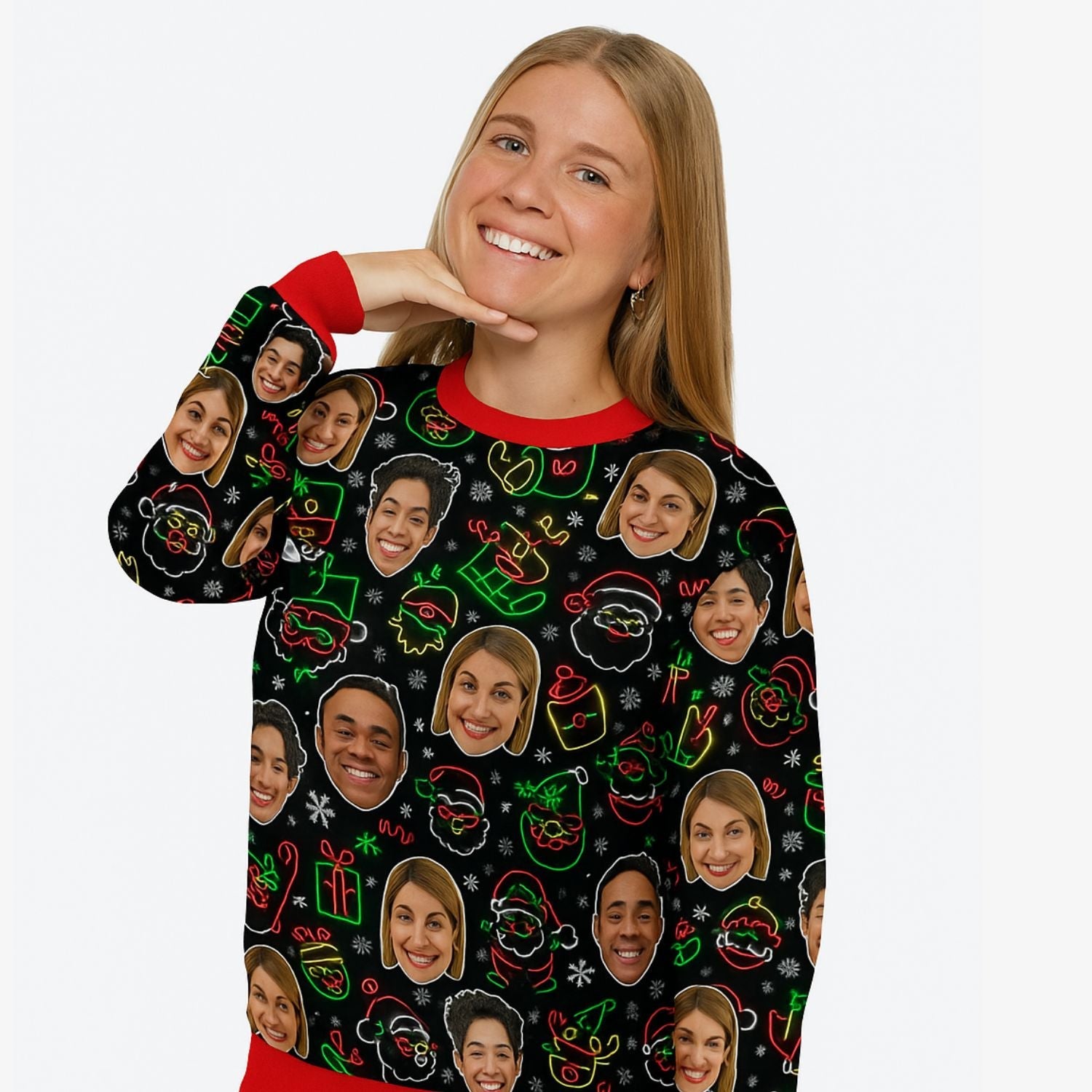 Neon Lights Personalised Ugly Christmas Jumper