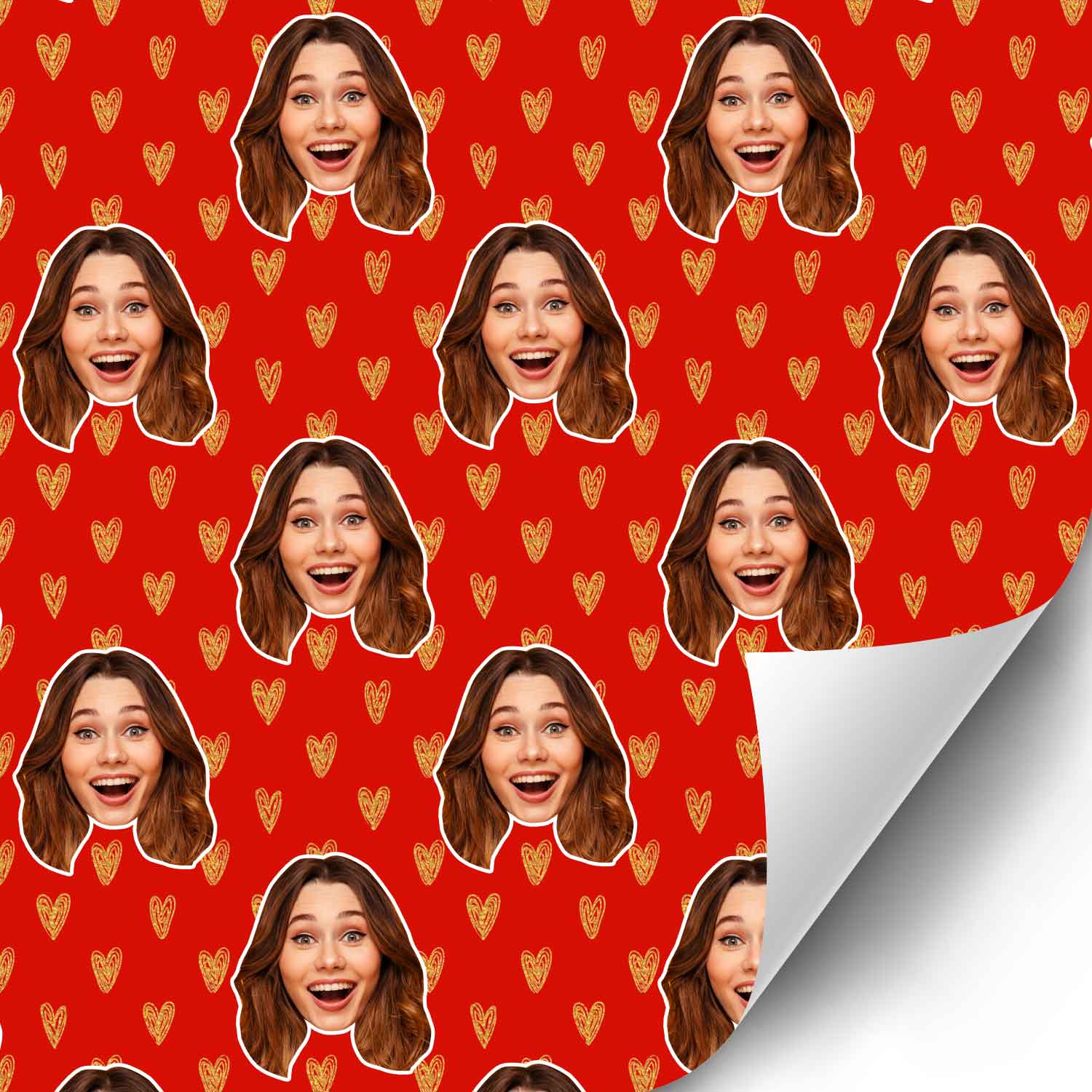 Your Face Hearts Wrapping Paper