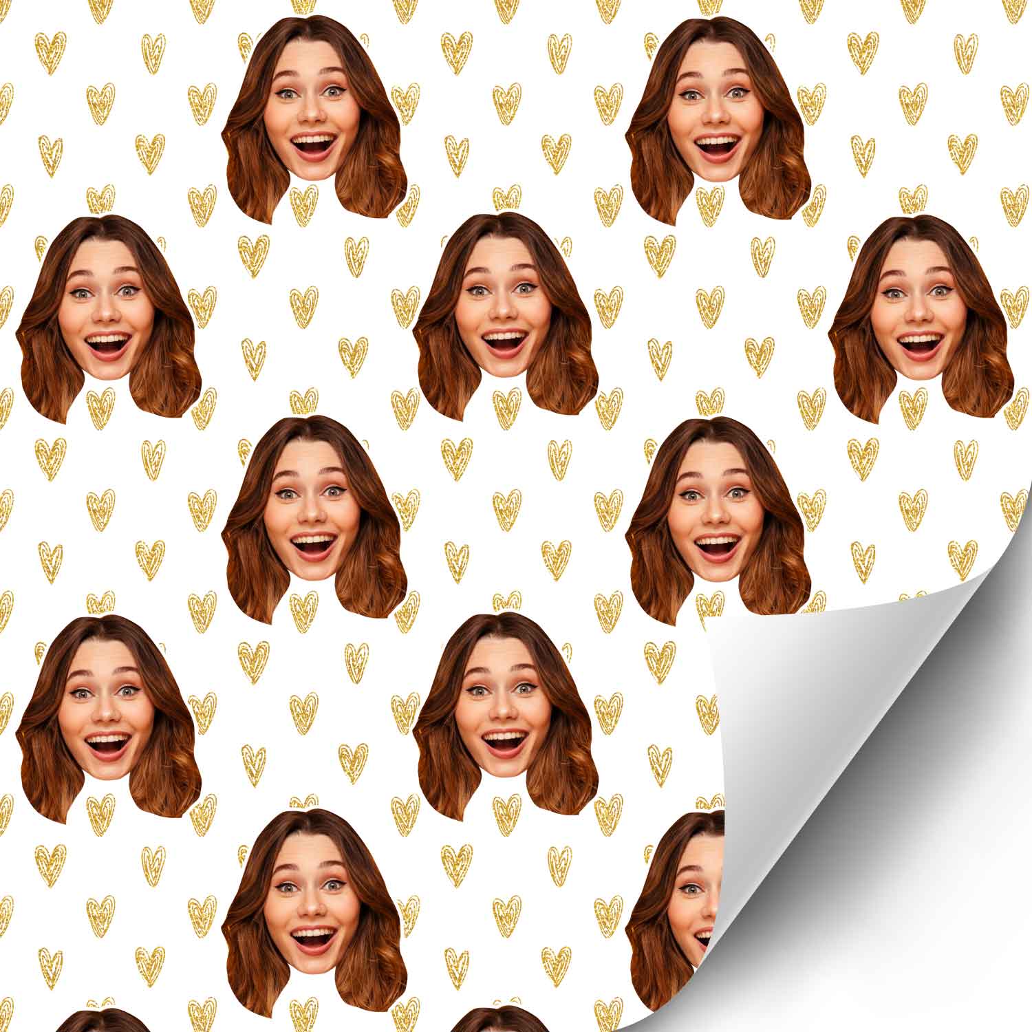 Your Face Hearts Wrapping Paper