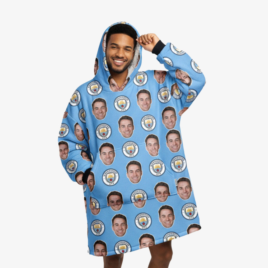 Personalised Man City Hoodie Blanket